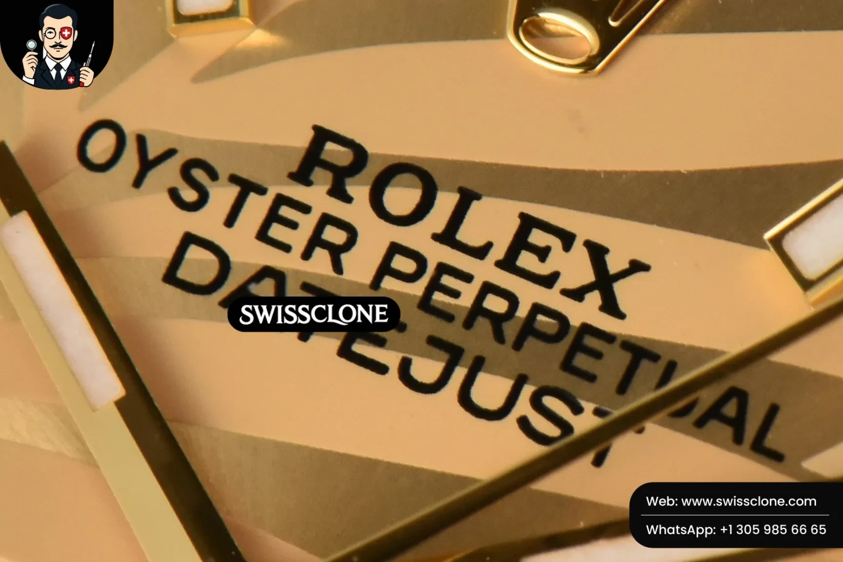 Rolex DateJust 36mm YG/SS Palm Dial Oyster 1:1 Super Clone - Clasp & Bracelet Finishing