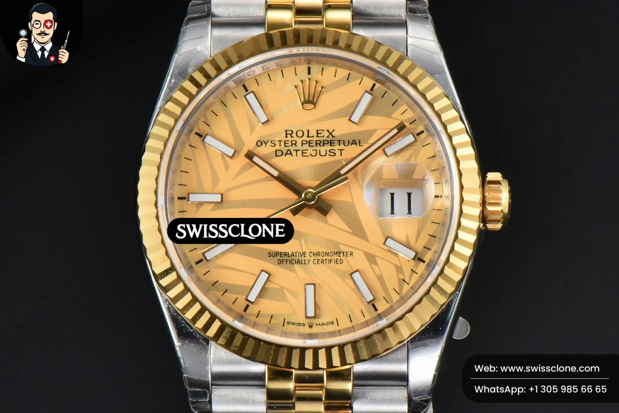 Rolex DateJust 36mm YG/SS Plam Dial Jubilee