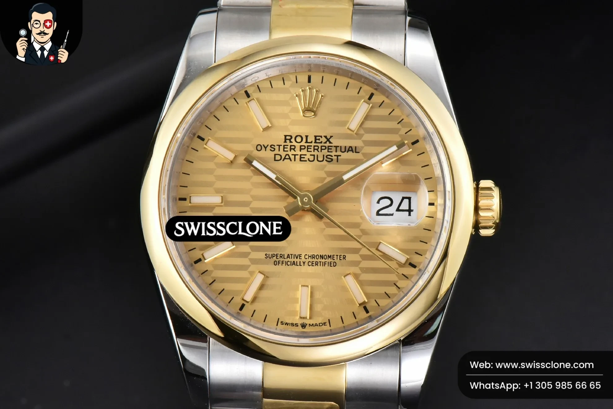 Rolex DateJust 36mm YG/SS Smooth Motif Dial Oyster