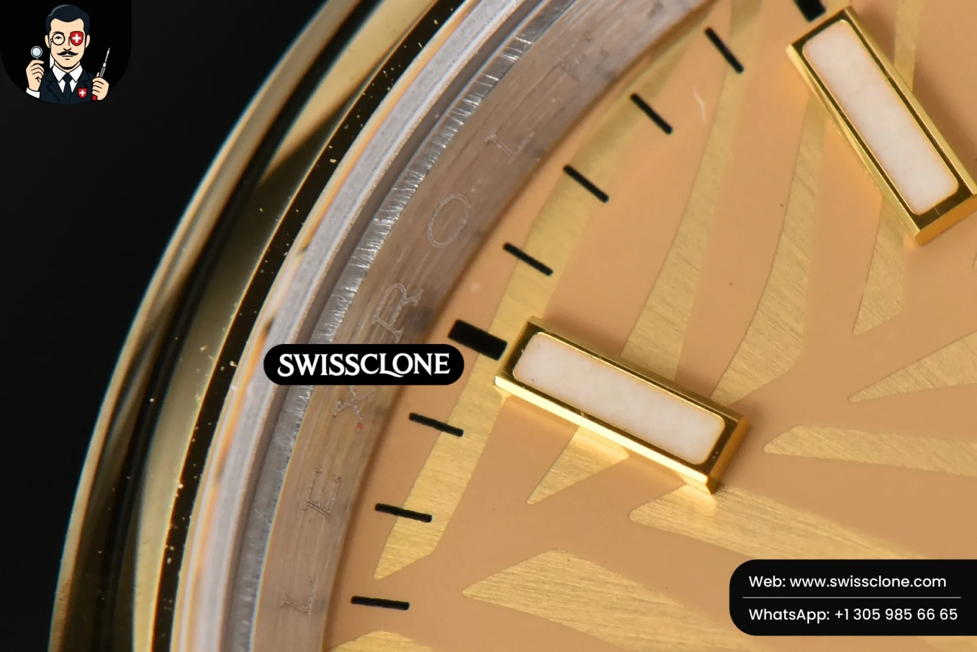 Rolex DateJust 36mm YG/SS Smooth Palm Dial Oyster 1:1 Super Clone - Caseback & Cloned Calibre Movement