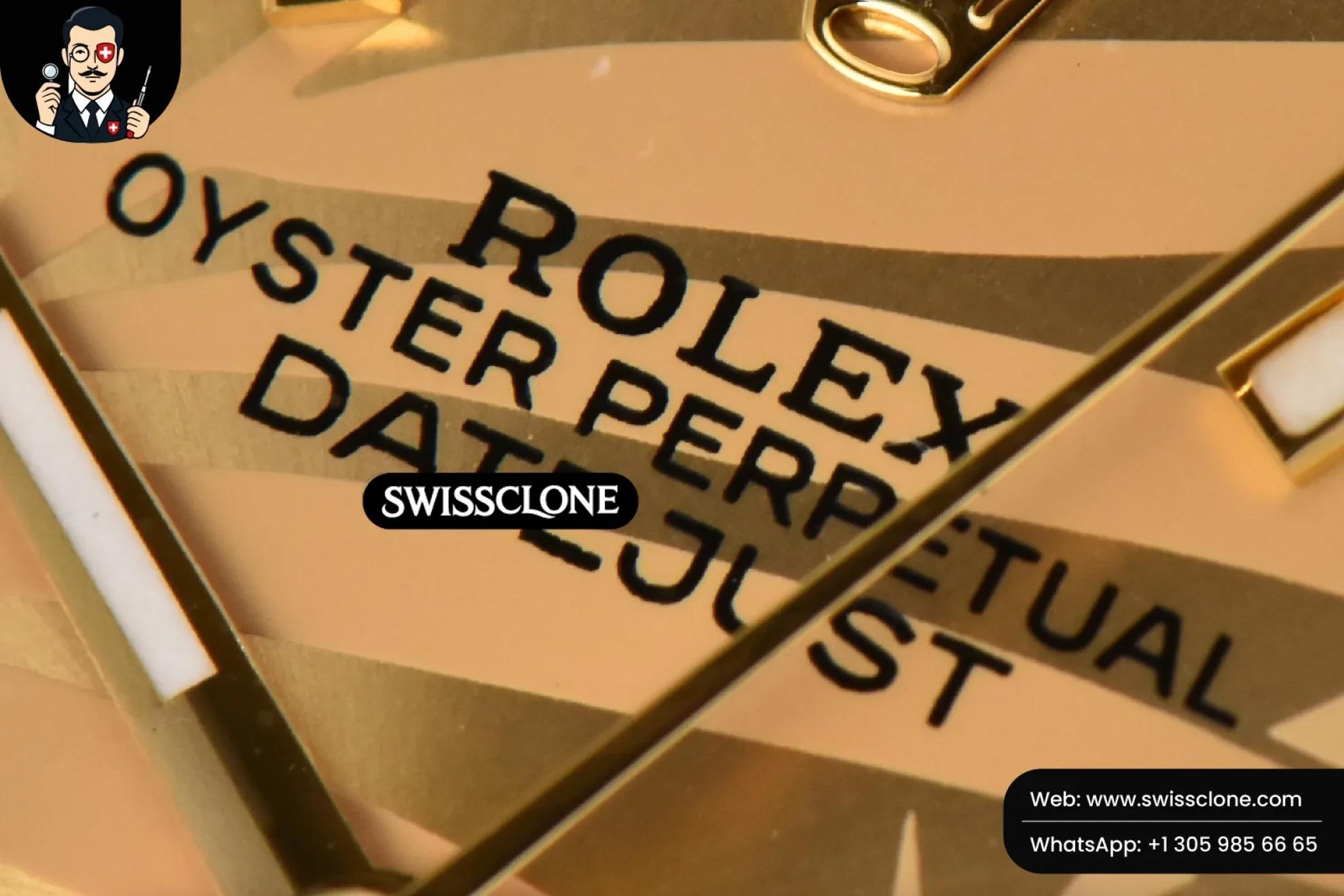 Rolex DateJust 36mm YG/SS Smooth Palm Dial Oyster 1:1 Super Clone - Clasp & Bracelet Finishing