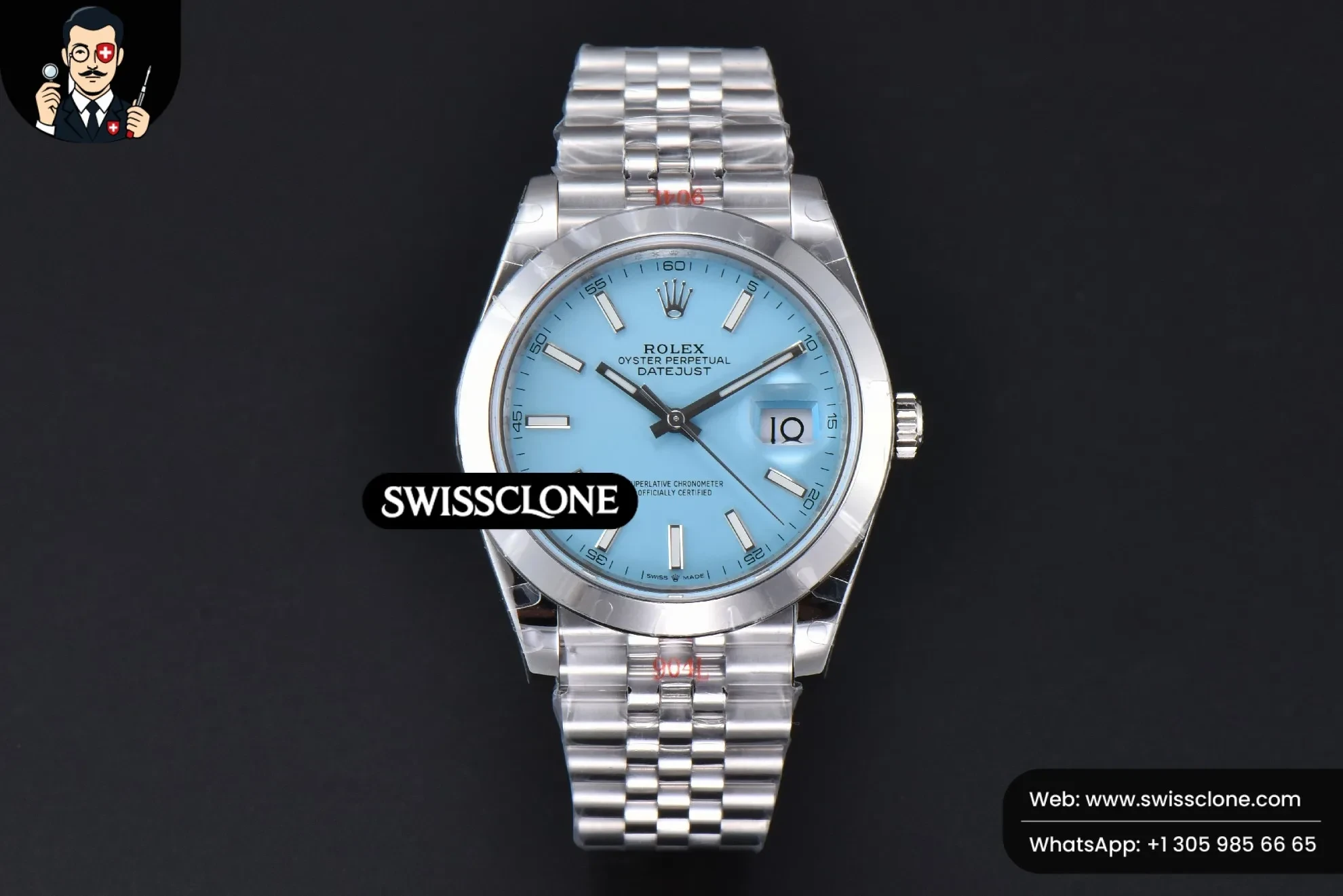 Rolex DateJust 41M 126300 Tungsten Smooth Bezel Tiffany Blue Dial Jubilee VR3235 Tungsten