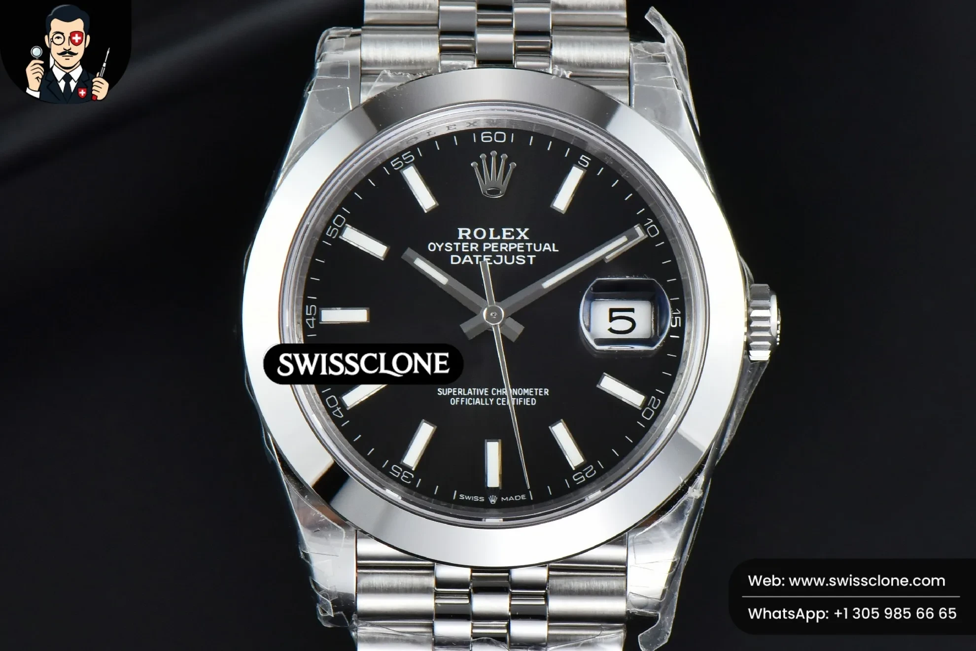 Rolex DateJust 41mm 126300 Smooth Bezel Black Dial Jubilee VS3235