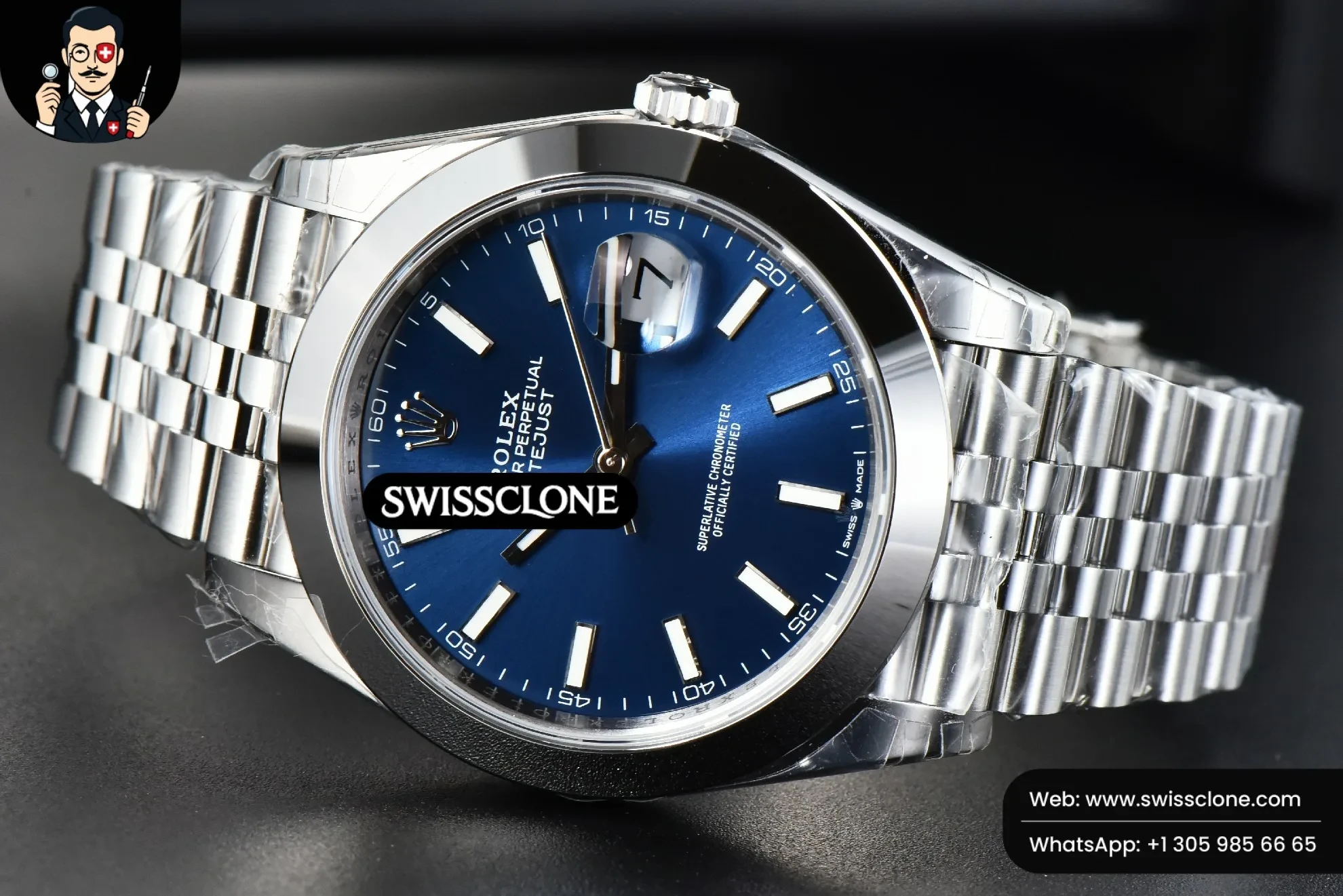Rolex DateJust 41mm 126300 Smooth Bezel Blue Dial Jubilee VS3235 1:1 Super Clone - Lateral Case Thickness Profile