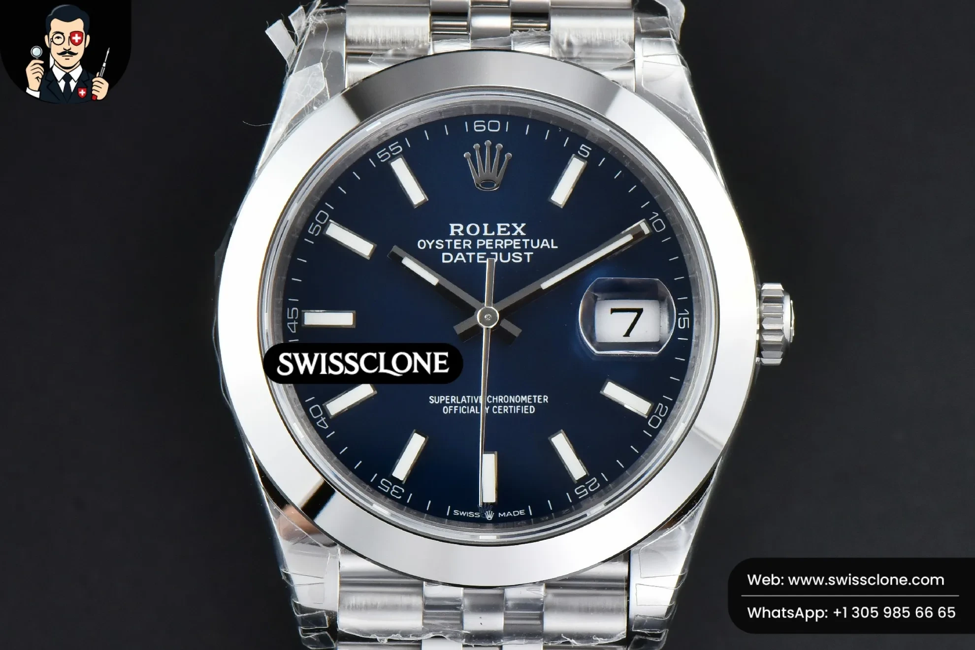 Rolex DateJust 41mm 126300 Smooth Bezel Blue Dial Jubilee VS3235
