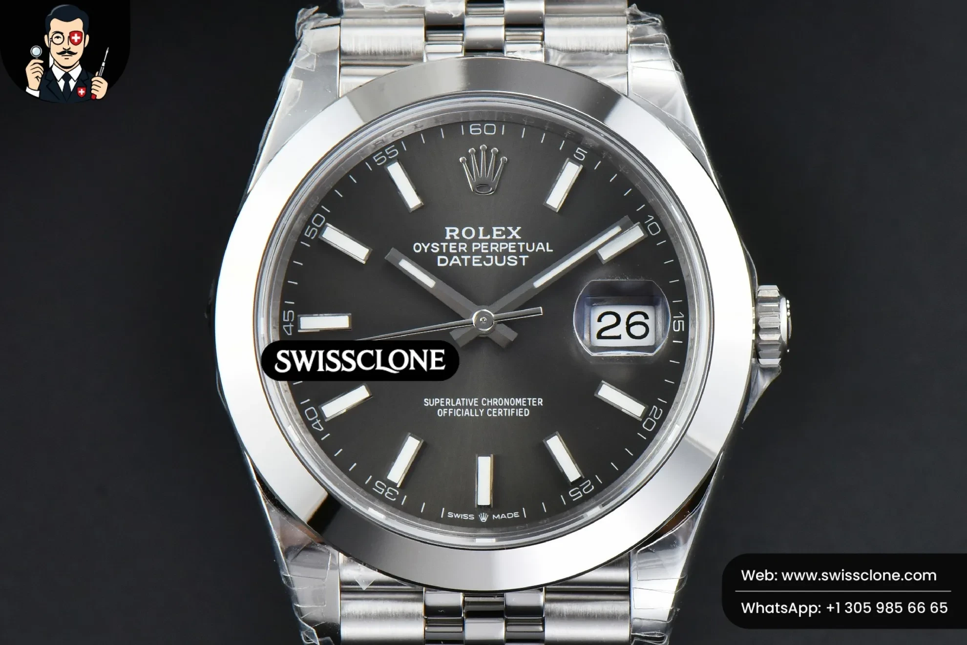 Rolex DateJust 41mm 126300 Smooth Bezel Gray Dial Jubilee VS3235