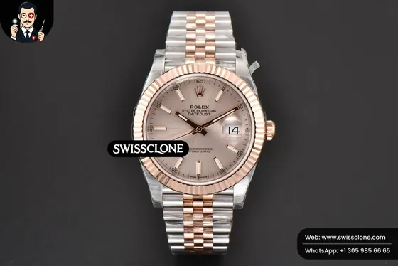 Rolex DateJust 41mm 126331 904L RG/SS Silver Dial Jubilee VS3235 1:1 Super Clone - Dial Macro Close-Up