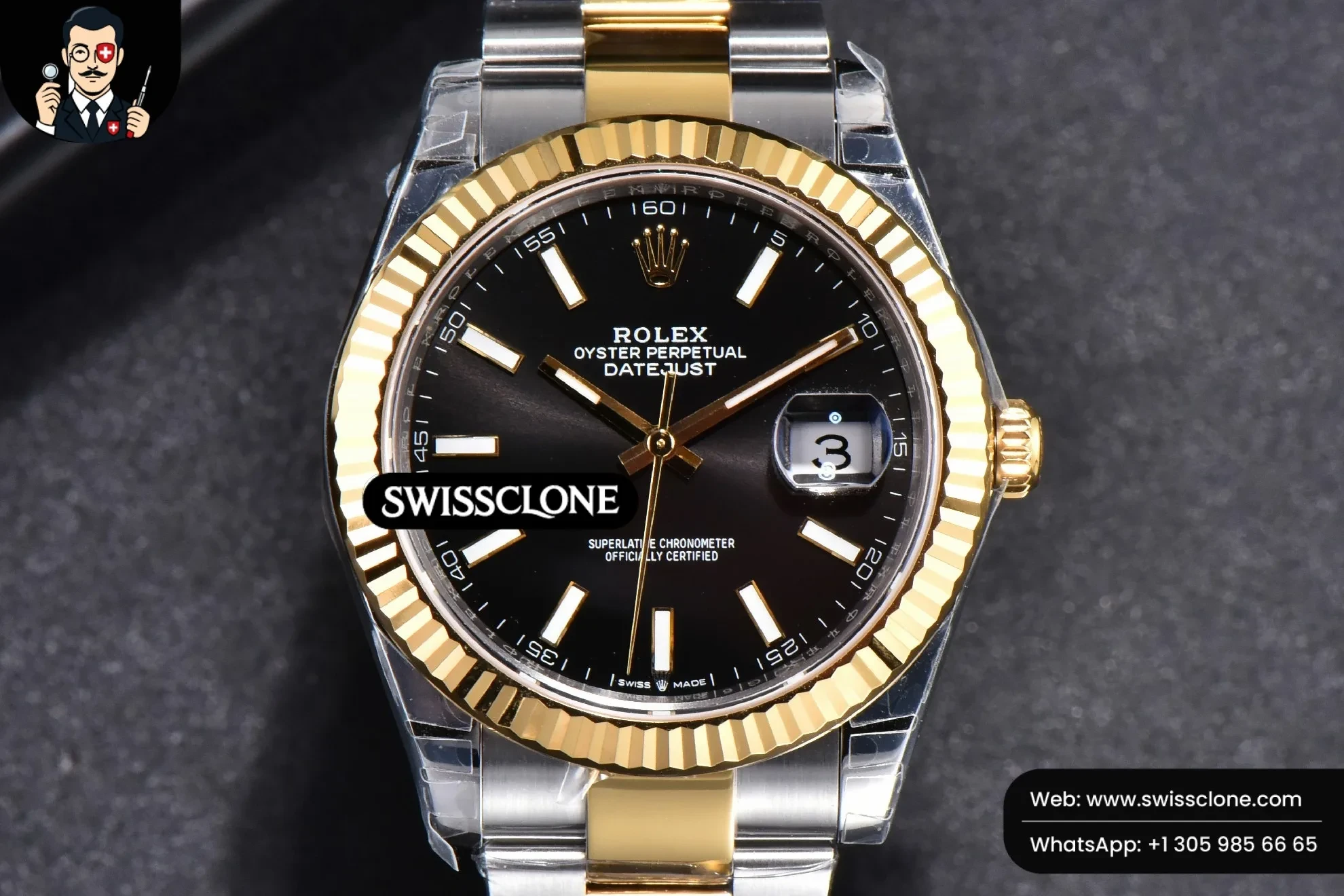 Rolex DateJust 41mm 126333 YG/SS Fluted Bezel Black Dial Oyster VS3235