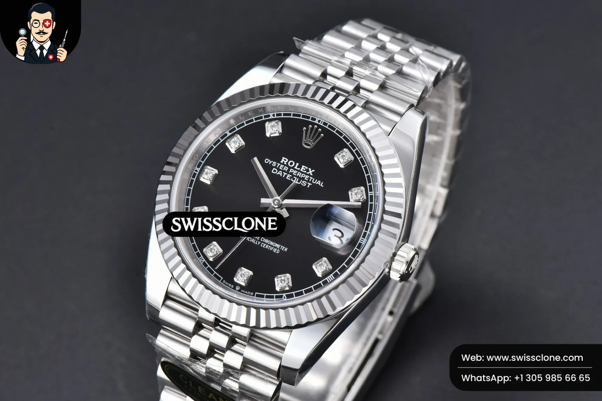 Rolex DateJust 41mm 126334 904L Black Dial Diamond Marker Jubilee VR3235 1:1 Super Clone - Clasp & Bracelet Finishing