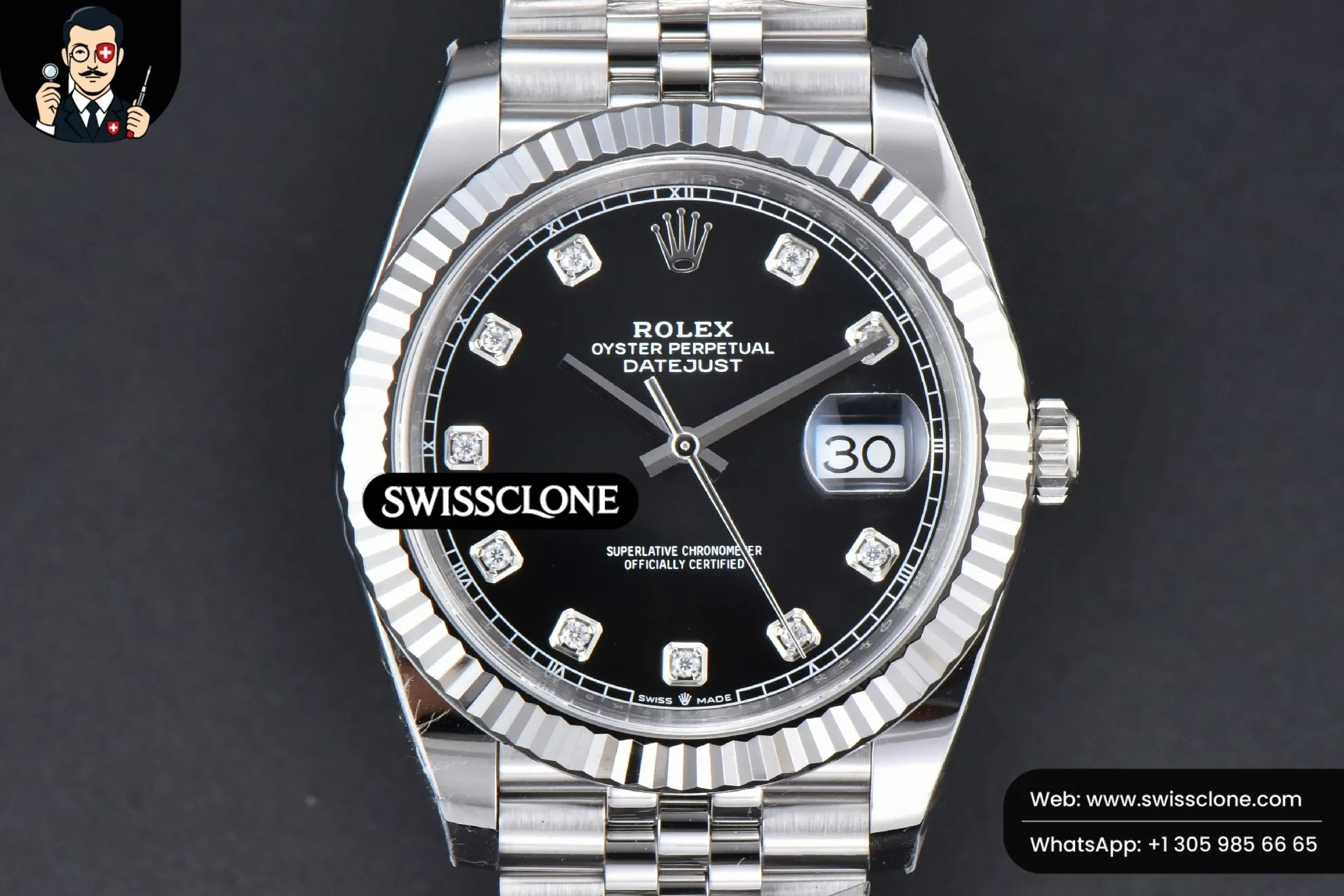 Rolex DateJust 41mm 126334 904L Black Dial Diamond Marker Jubilee VR3235