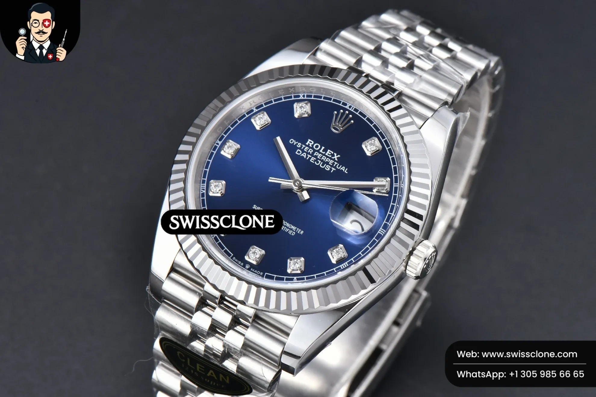 Rolex DateJust 41mm 126334 904L Clean Blue Dial Diamond Marker Jubilee VR3235 Clean Factory 1:1 Super Clone - Clasp & Bracelet Finishing