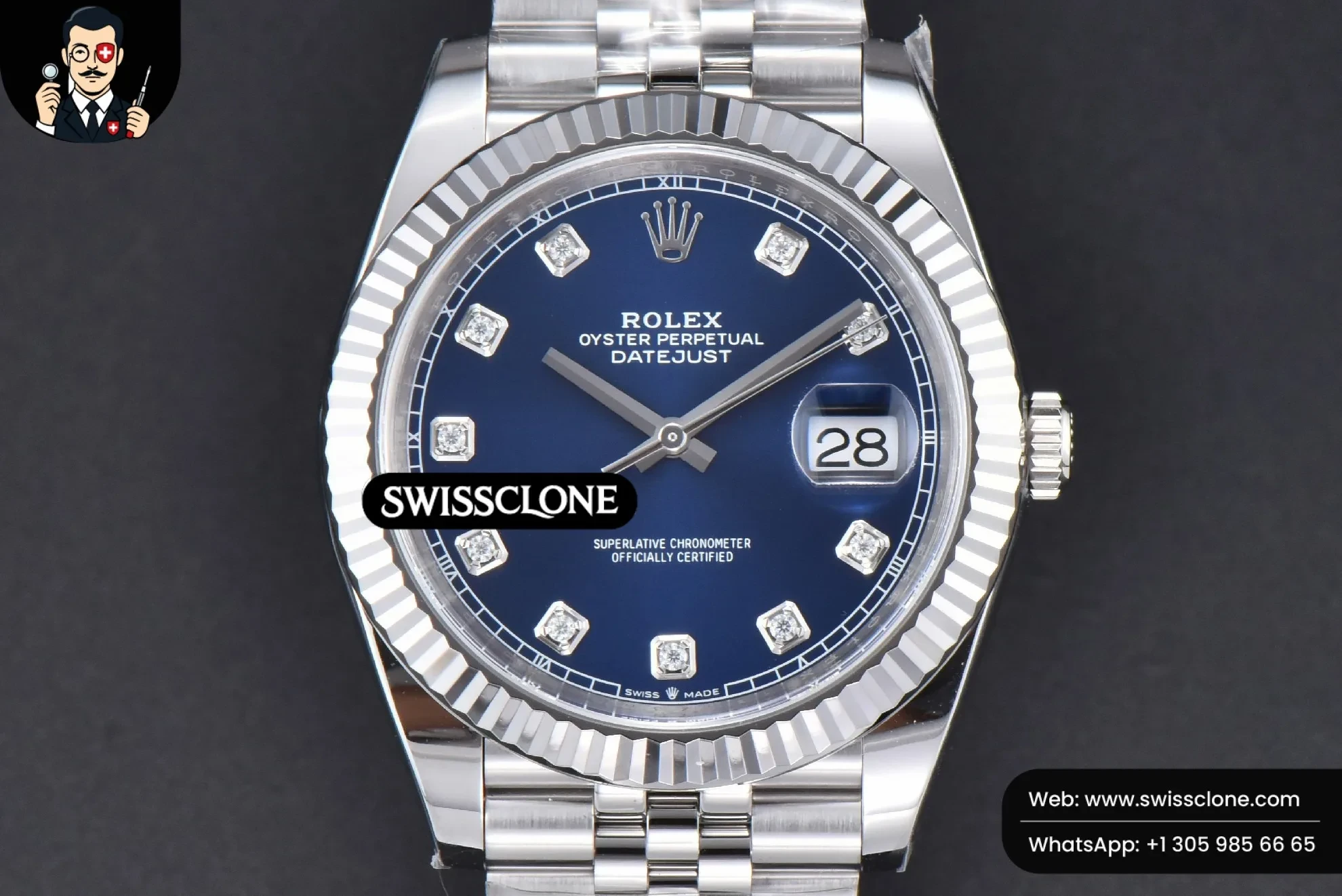Rolex DateJust 41mm 126334 904L Clean Blue Dial Diamond Marker Jubilee VR3235