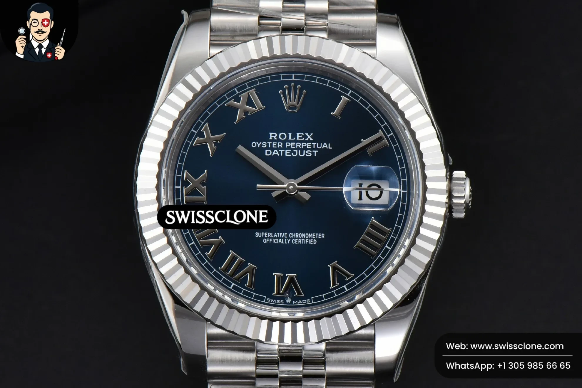 Rolex DateJust 41mm 126334 904L Fluted Bezel Blue Dial Roma Marker Jubilee 2824