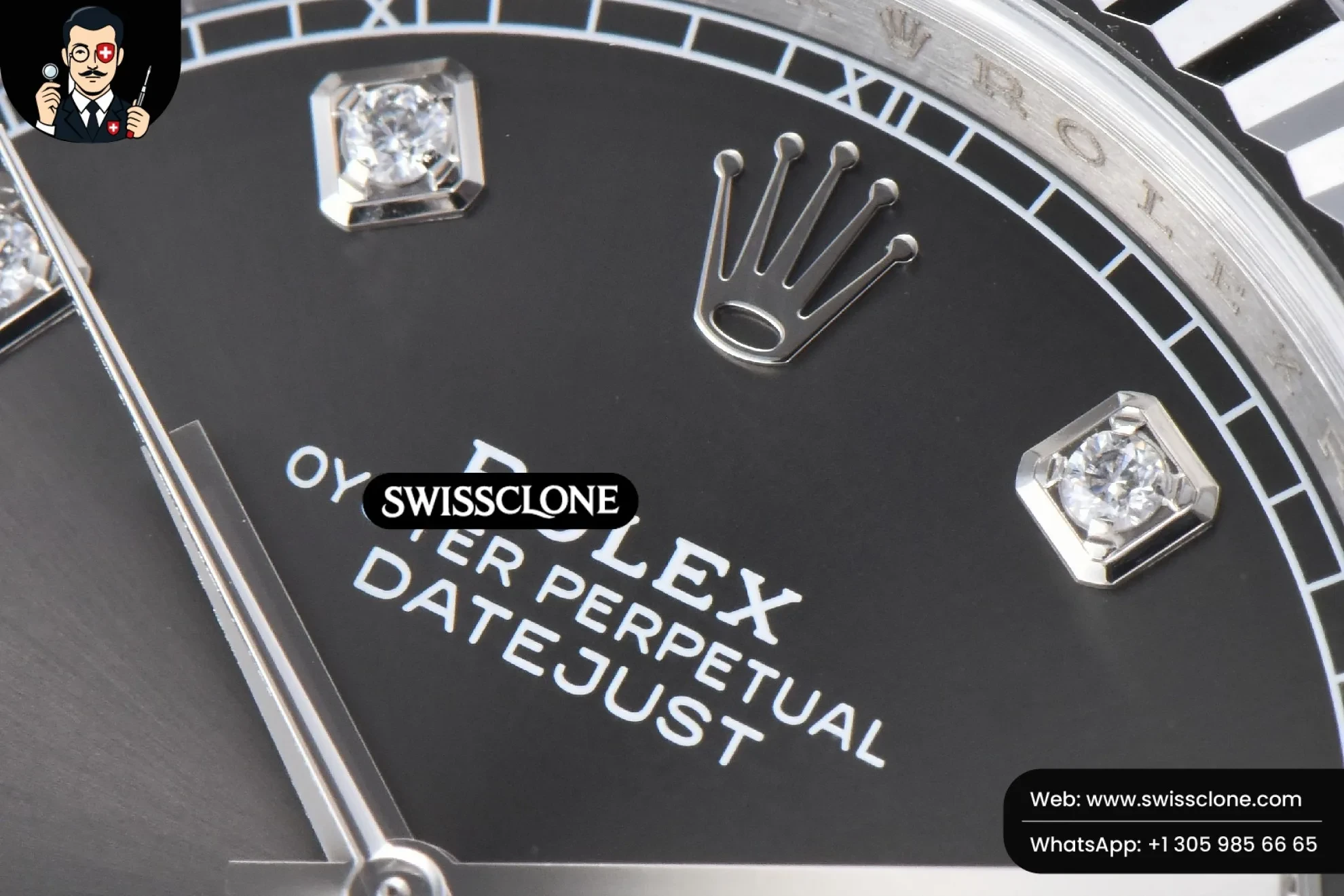 Rolex DateJust 41mm 126334 904L Gray Dial Diamond Marker Jubilee VR3235 1:1 Super Clone - Caseback & Cloned Calibre Movement