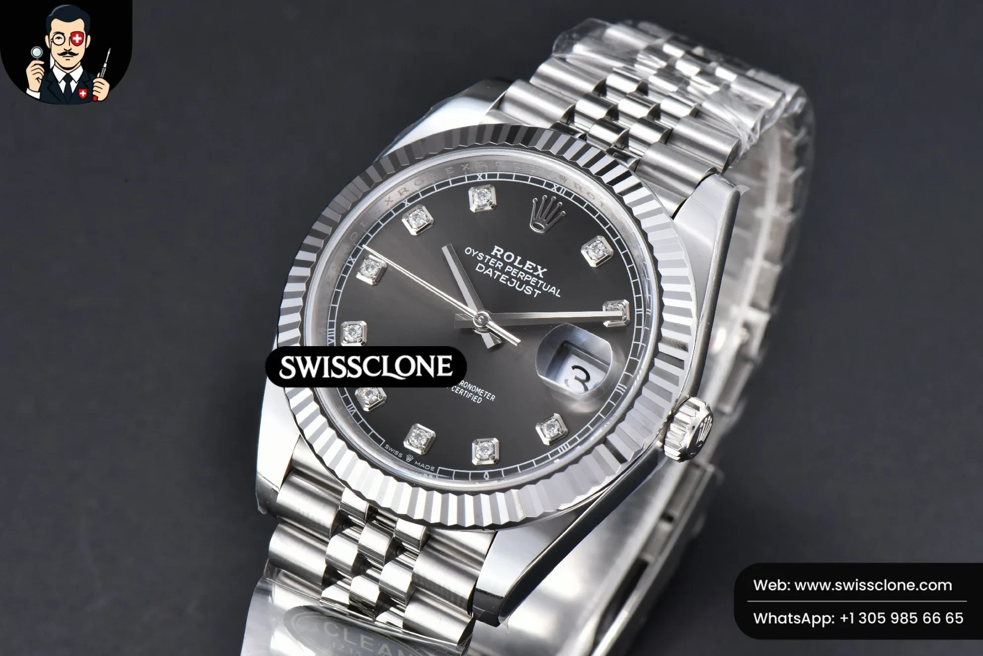 Rolex DateJust 41mm 126334 904L Gray Dial Diamond Marker Jubilee VR3235 1:1 Super Clone - Clasp & Bracelet Finishing