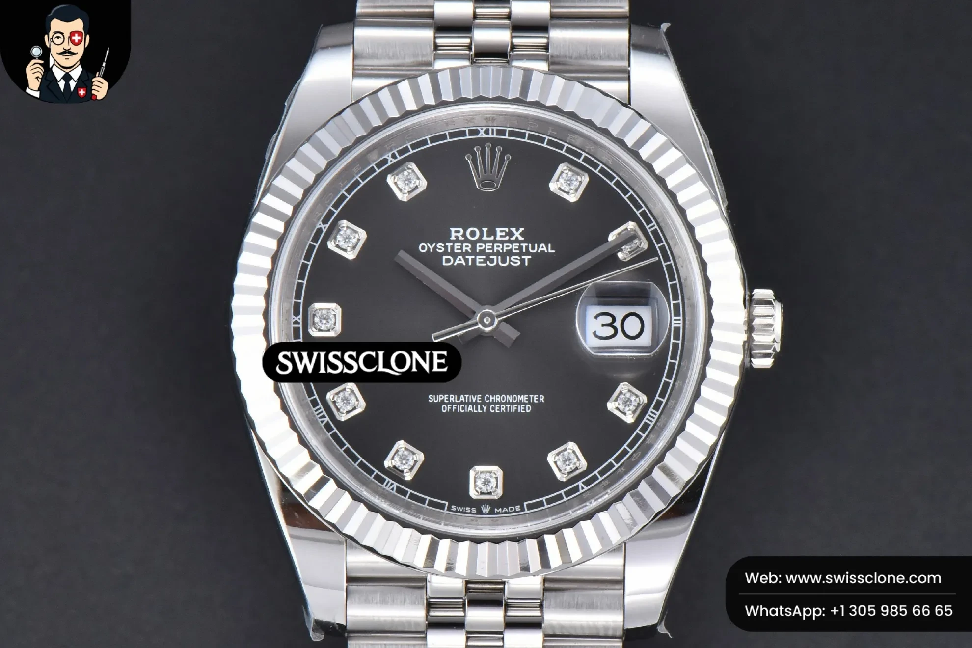 Rolex DateJust 41mm 126334 904L Gray Dial Diamond Marker Jubilee VR3235