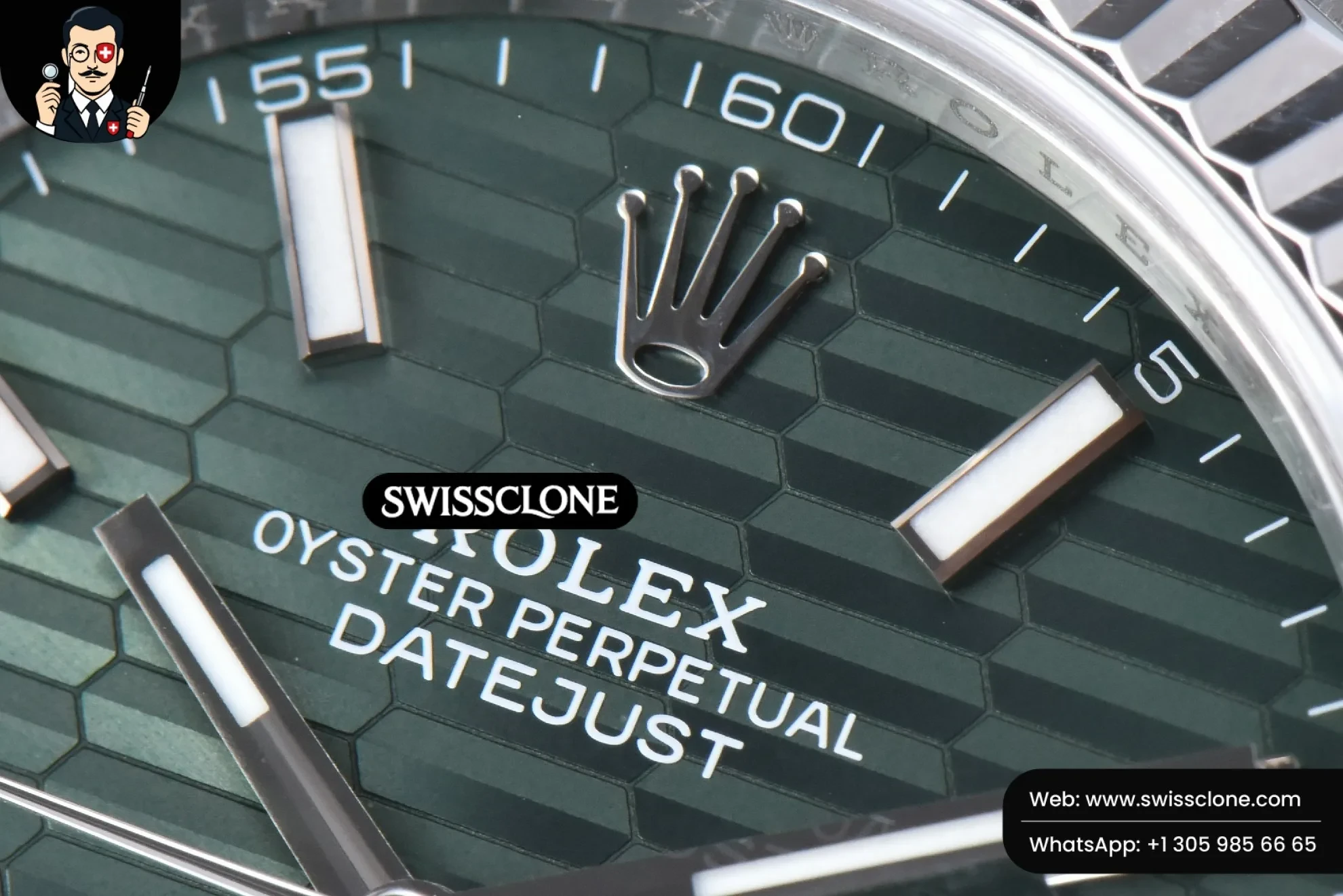 Rolex DateJust 41mm 126334 904L Green Motif Dial Jubilee VS3235 1:1 Super Clone - Clasp & Bracelet Finishing