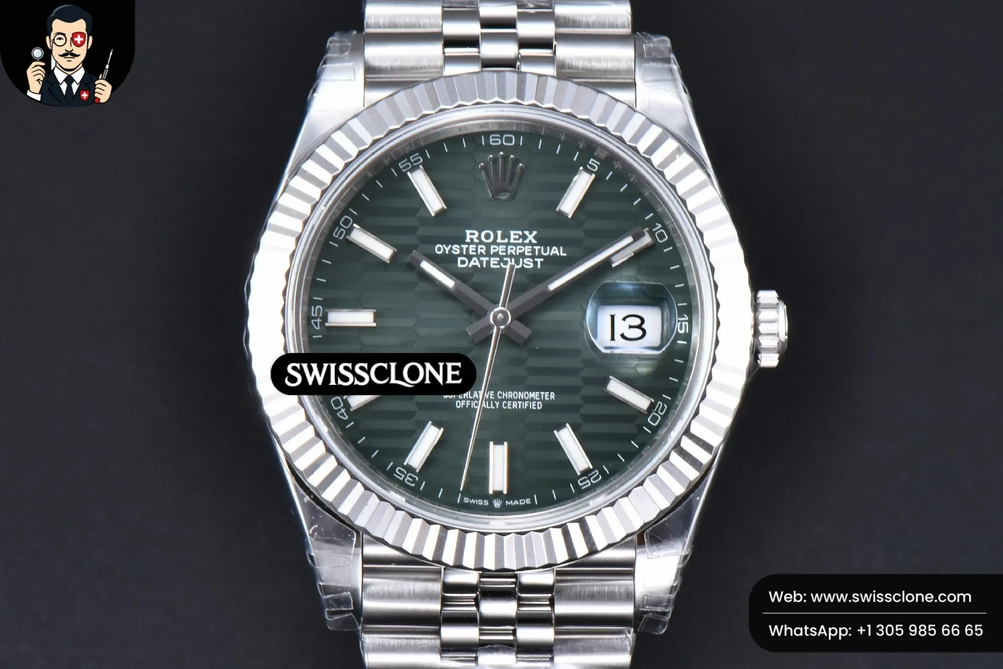 Rolex DateJust 41mm 126334 904L Green Motif Dial Jubilee VS3235
