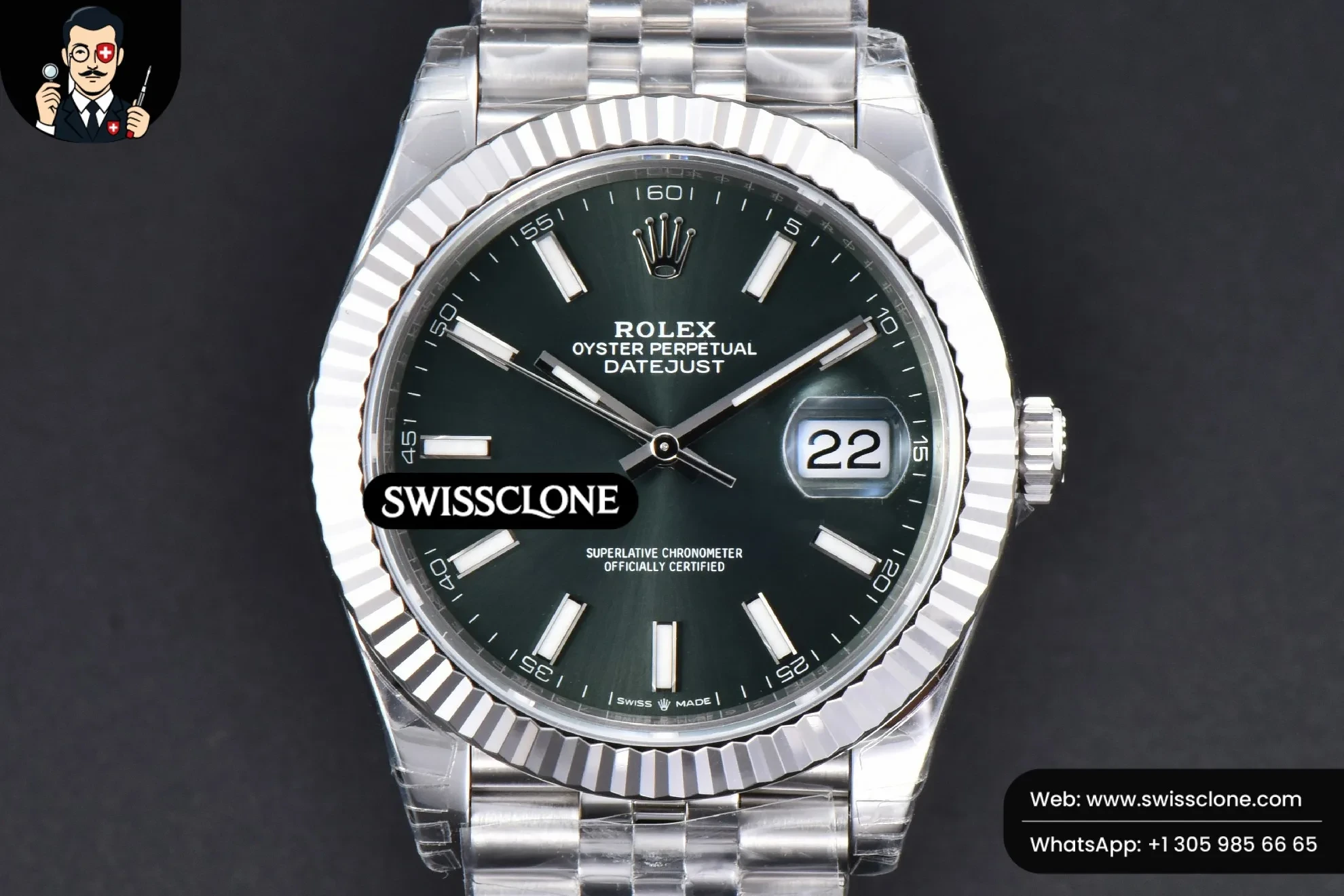 Rolex DateJust 41mm 126334 904L Mint Green Dial Jubilee VS3235