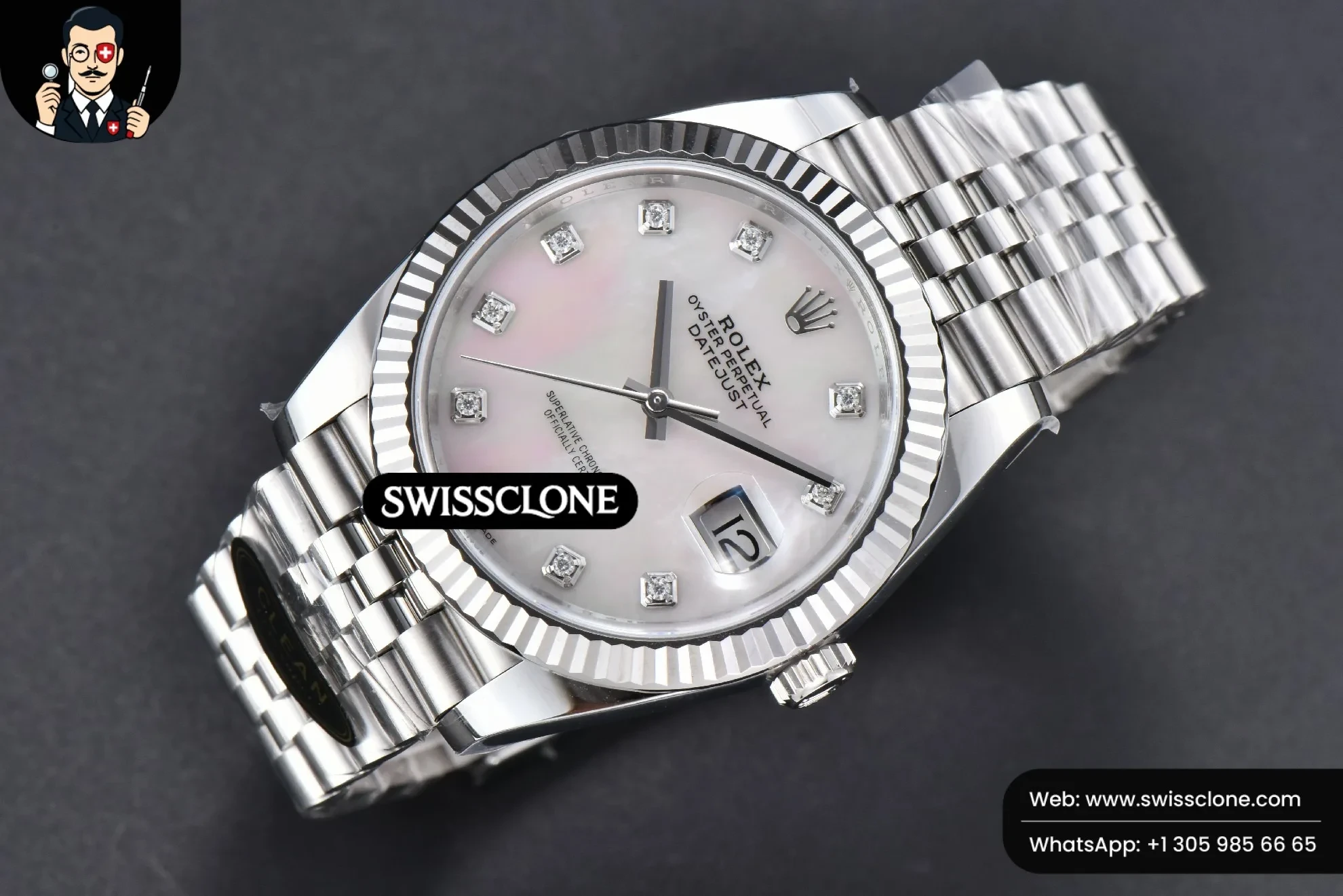 Rolex DateJust 41mm 126334 904L MOP Dial Diamond Marker Jubilee VR3235 1:1 Super Clone - Bezel & Case Profile