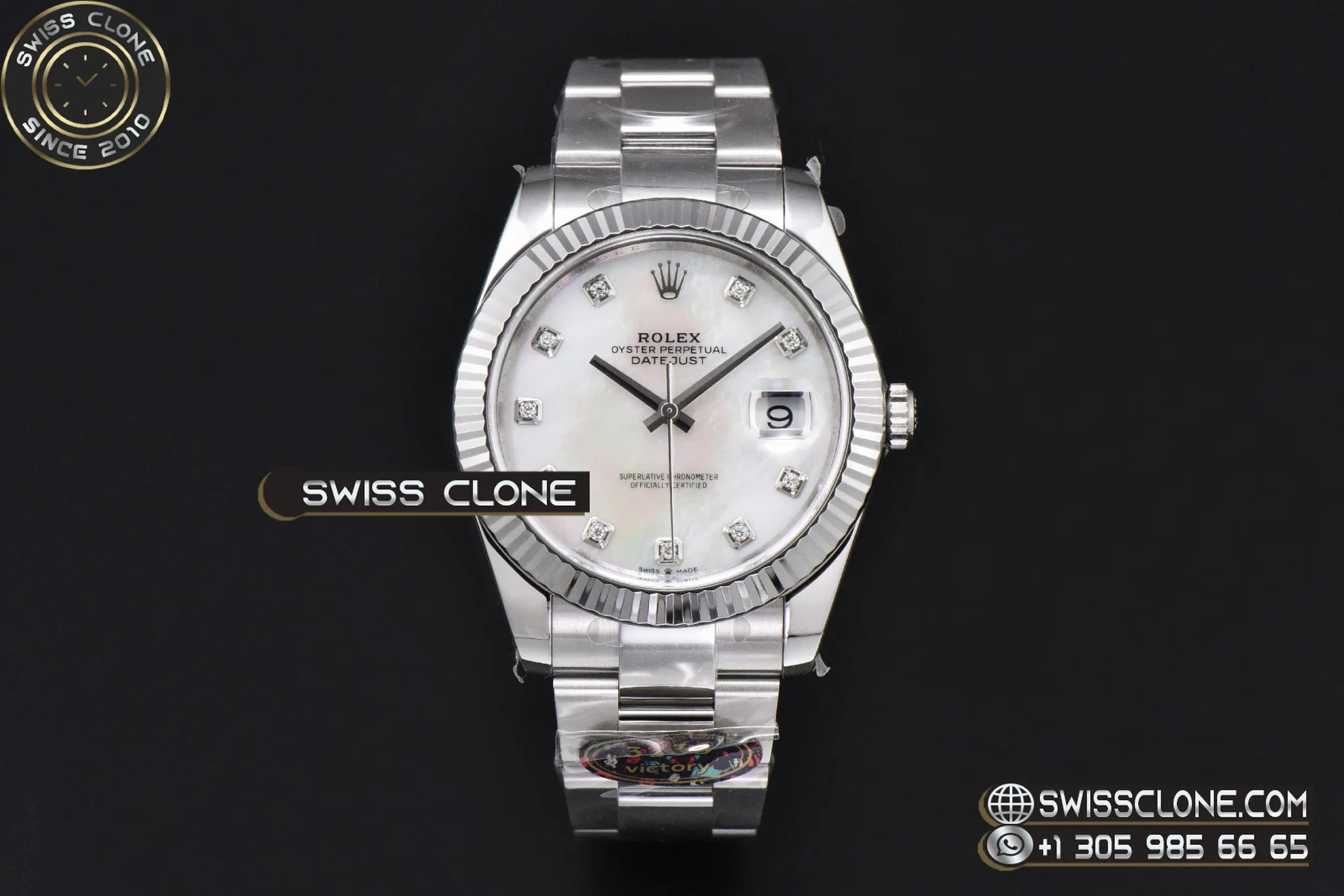 Rolex DateJust 41mm 126334 904L VF MOP Dial Diamond Marker Oyster DD3235 1:1 Super Clone - Dial Macro Close-Up