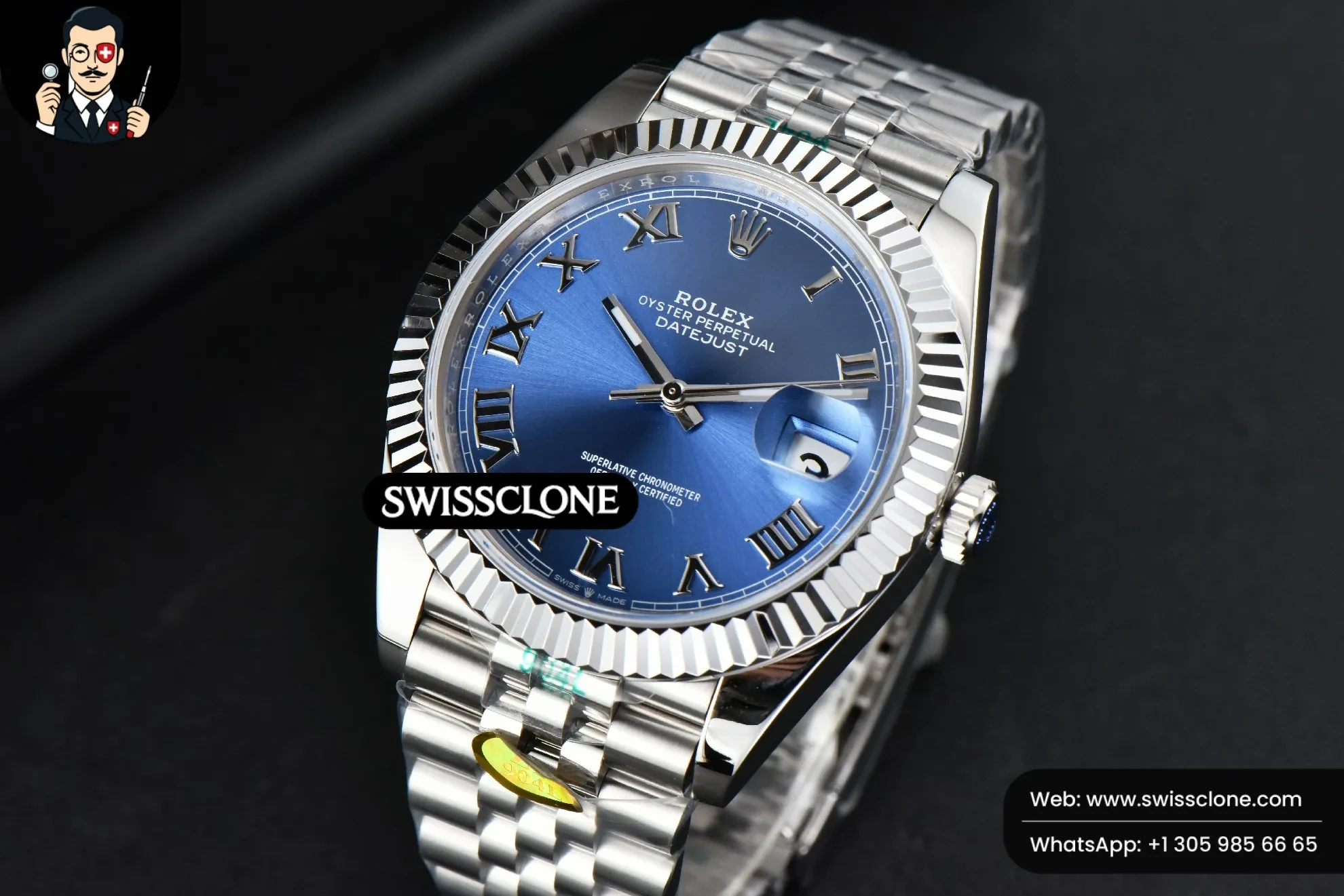 Rolex DateJust 41mm 126334 Blue Dial Roma Marker Jubilee 2824 1:1 Super Clone - Bezel & Case Profile