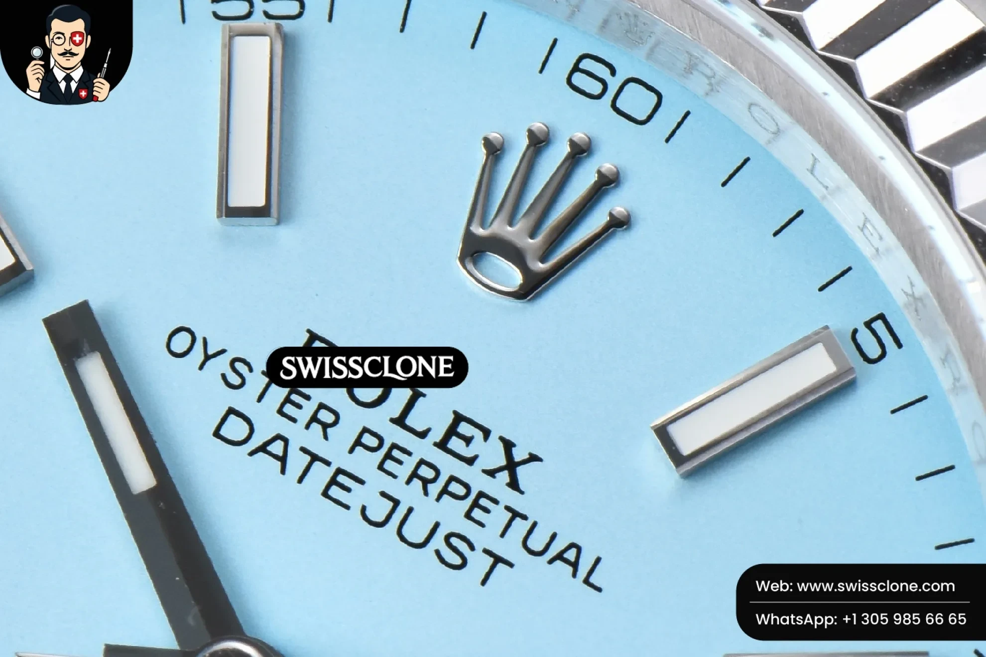 Rolex DateJust 41mm 126334 Fluted Bezel Ice Blue Dial Jubilee VR3235 1:1 Super Clone - Caseback & Cloned Calibre Movement