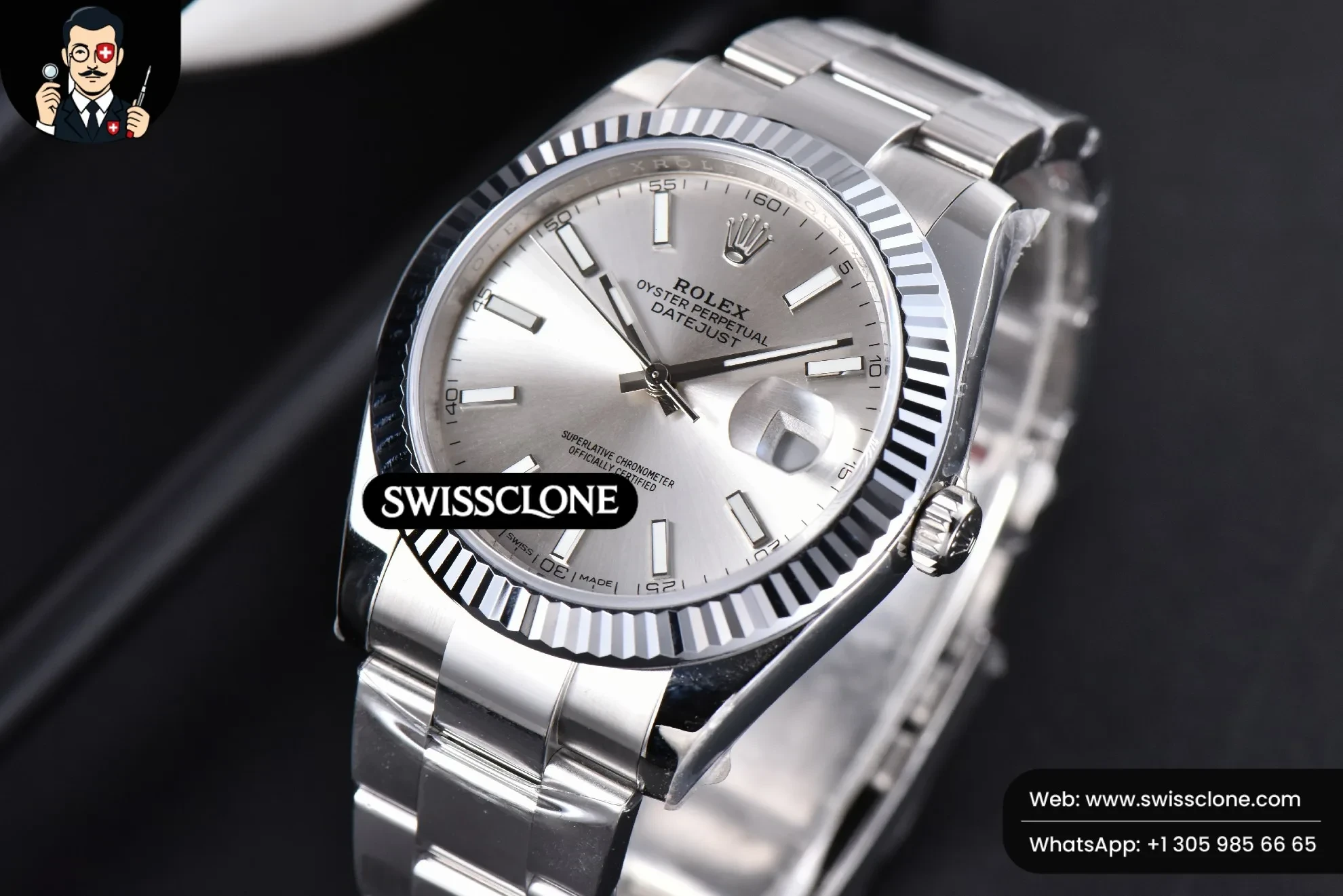 Rolex DateJust 41mm 126334 Fluted Bezel Silver Dial Oyster VS3235 (SW-31786) 1:1 Super Clone - Bezel & Lateral Case Profile