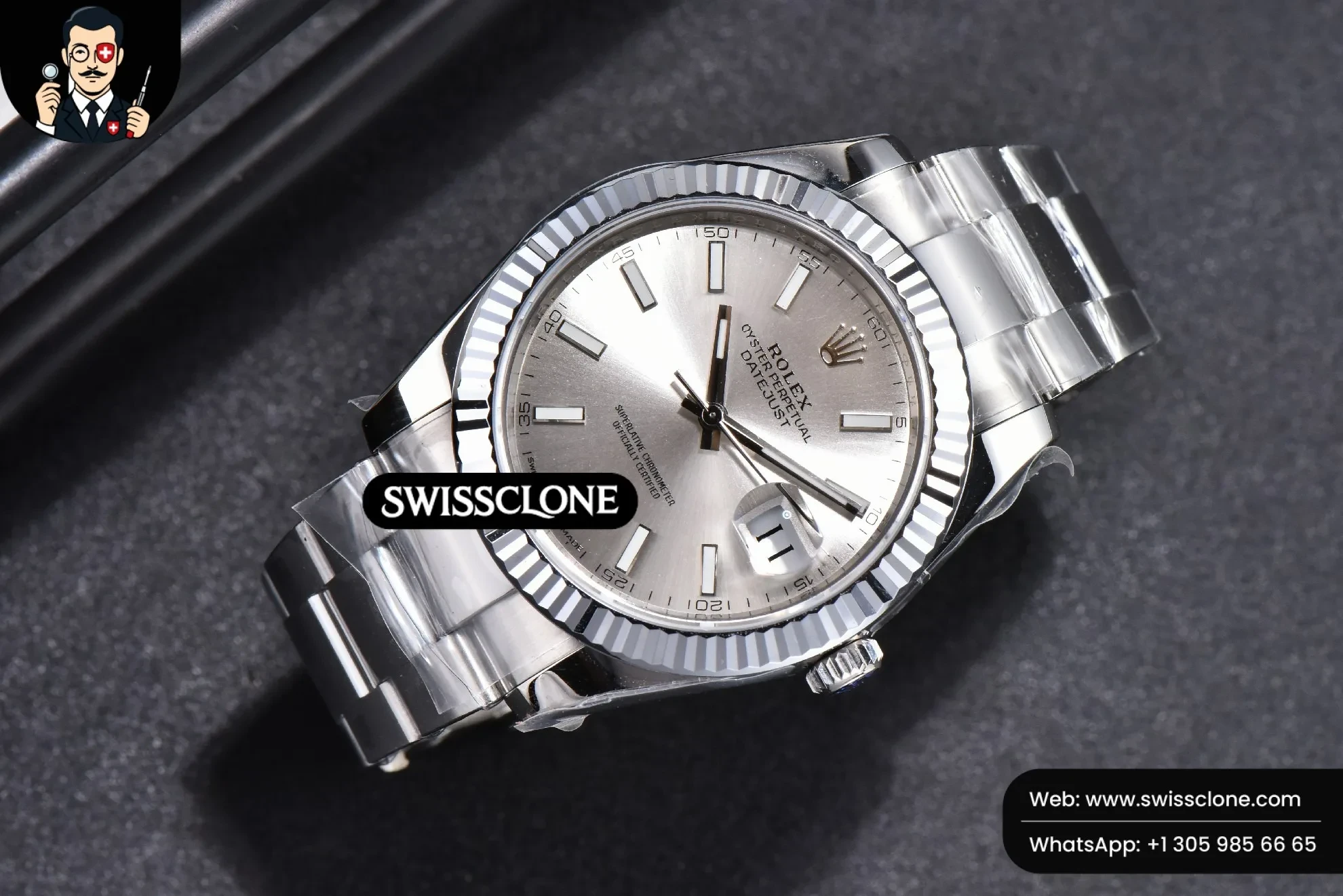 Rolex DateJust 41mm 126334 Fluted Bezel Silver Dial Oyster VS3235 1:1 Super Clone - Bezel & Case Profile