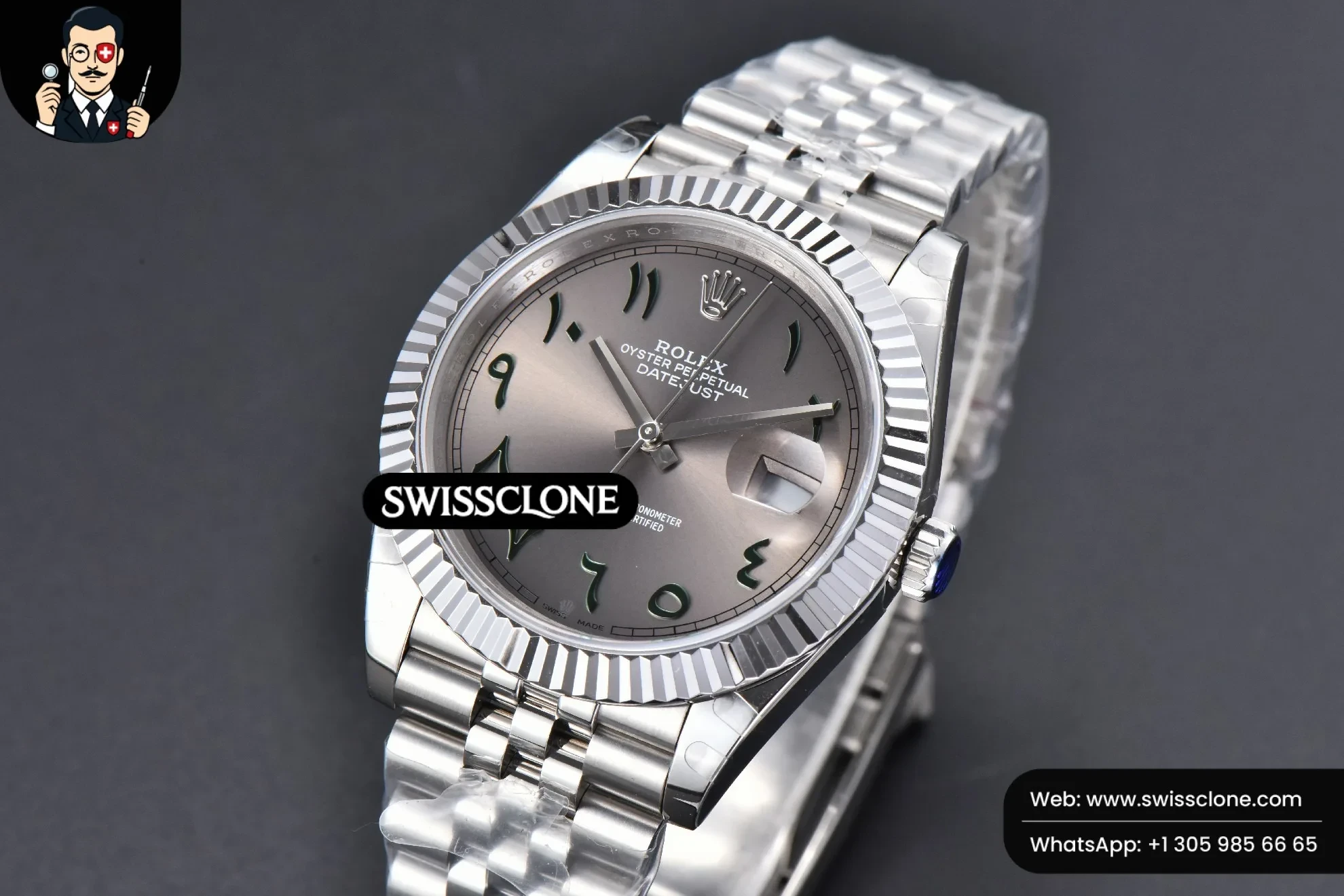 Rolex DateJust 41mm 126334 Gray Arabic Dial Jubilee 1:1 Super Clone - Bezel & Case Profile