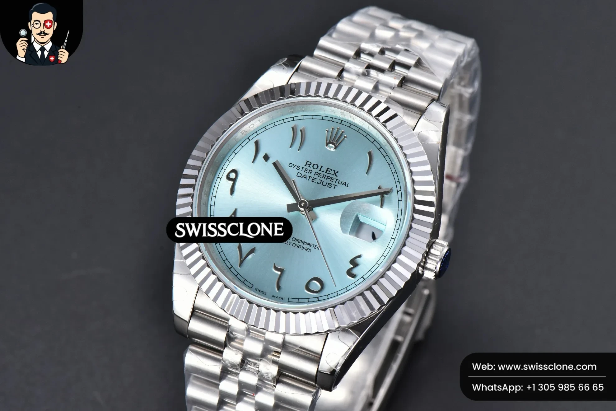 Rolex DateJust 41mm 126334 Ice Blue Arabic Dial Jubilee 1:1 Super Clone - Bezel & Case Profile