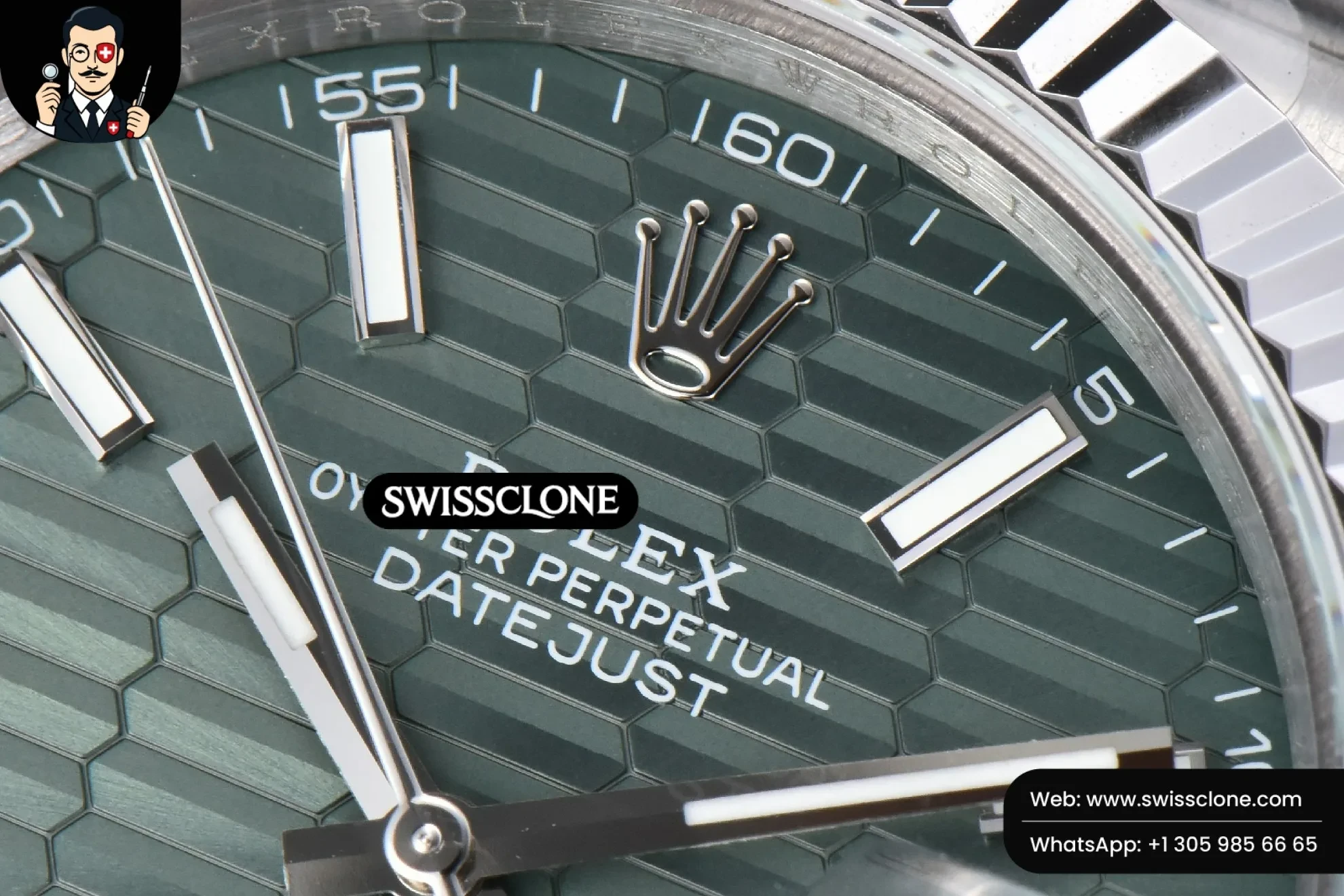 Rolex DateJust 41mm 126334 Mint Green Motif Dial Jubilee 1:1 Super Clone - Clasp & Bracelet Finishing