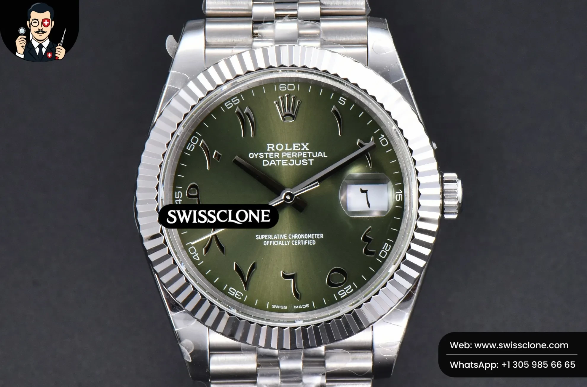 Rolex DateJust 41mm 126334 Olive Green Arabic Dial Jubilee