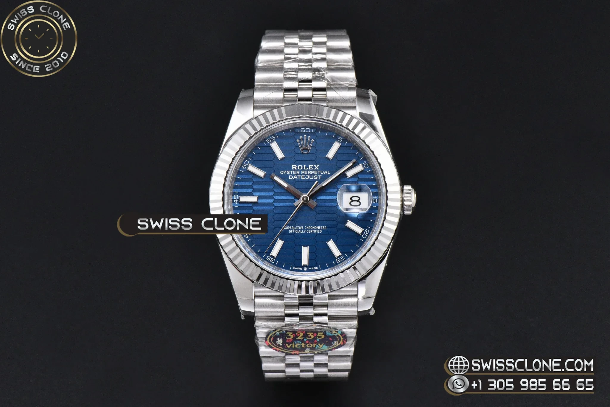 Rolex DateJust 41mm 126334 VF Blue Motif Dial Jubilee DD3235 1:1 Super Clone - Dial Macro Close-Up