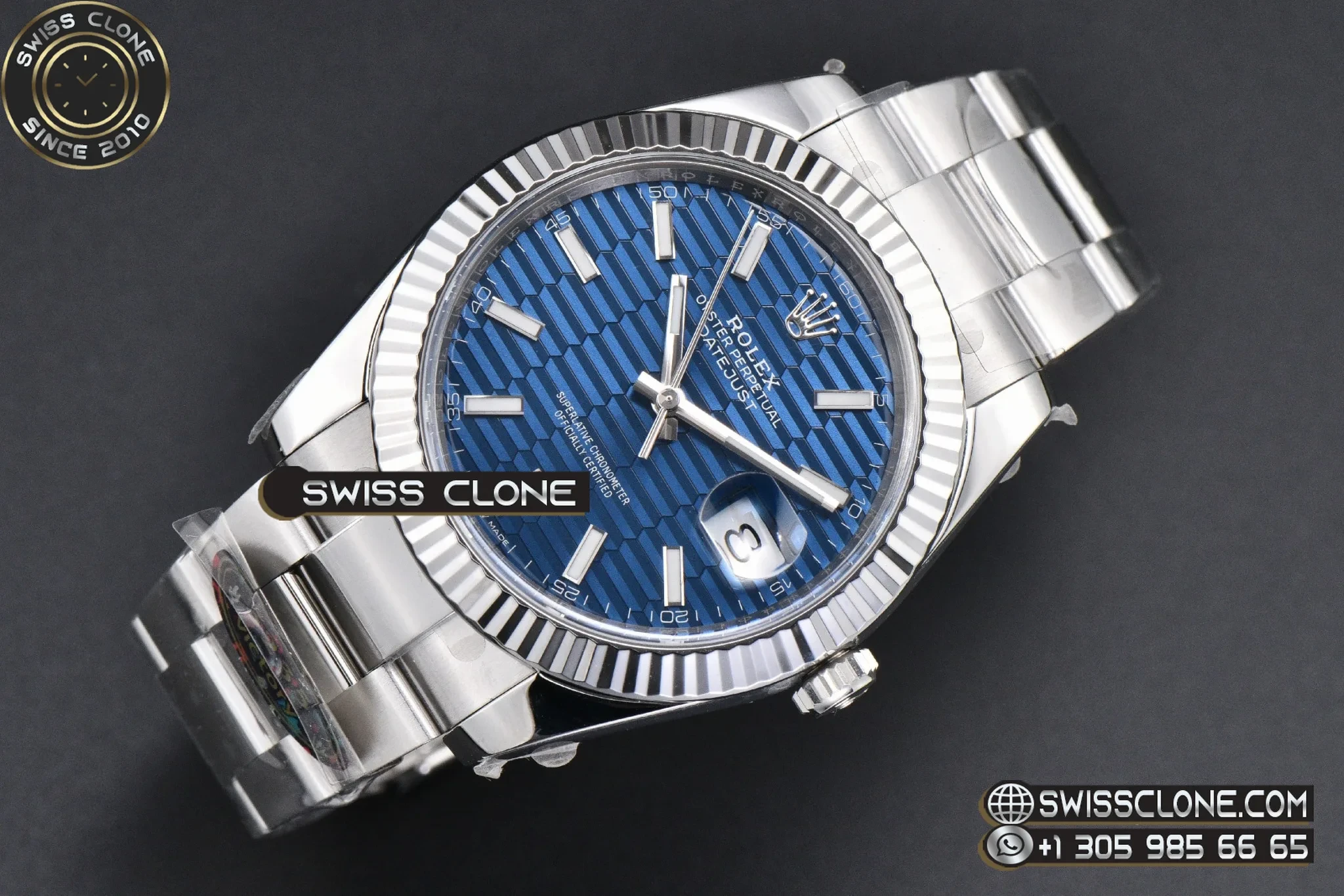 Rolex DateJust 41mm 126334 VF blue Motif Dial Oyster DD3235 1:1 Super Clone - Bezel & Case Profile