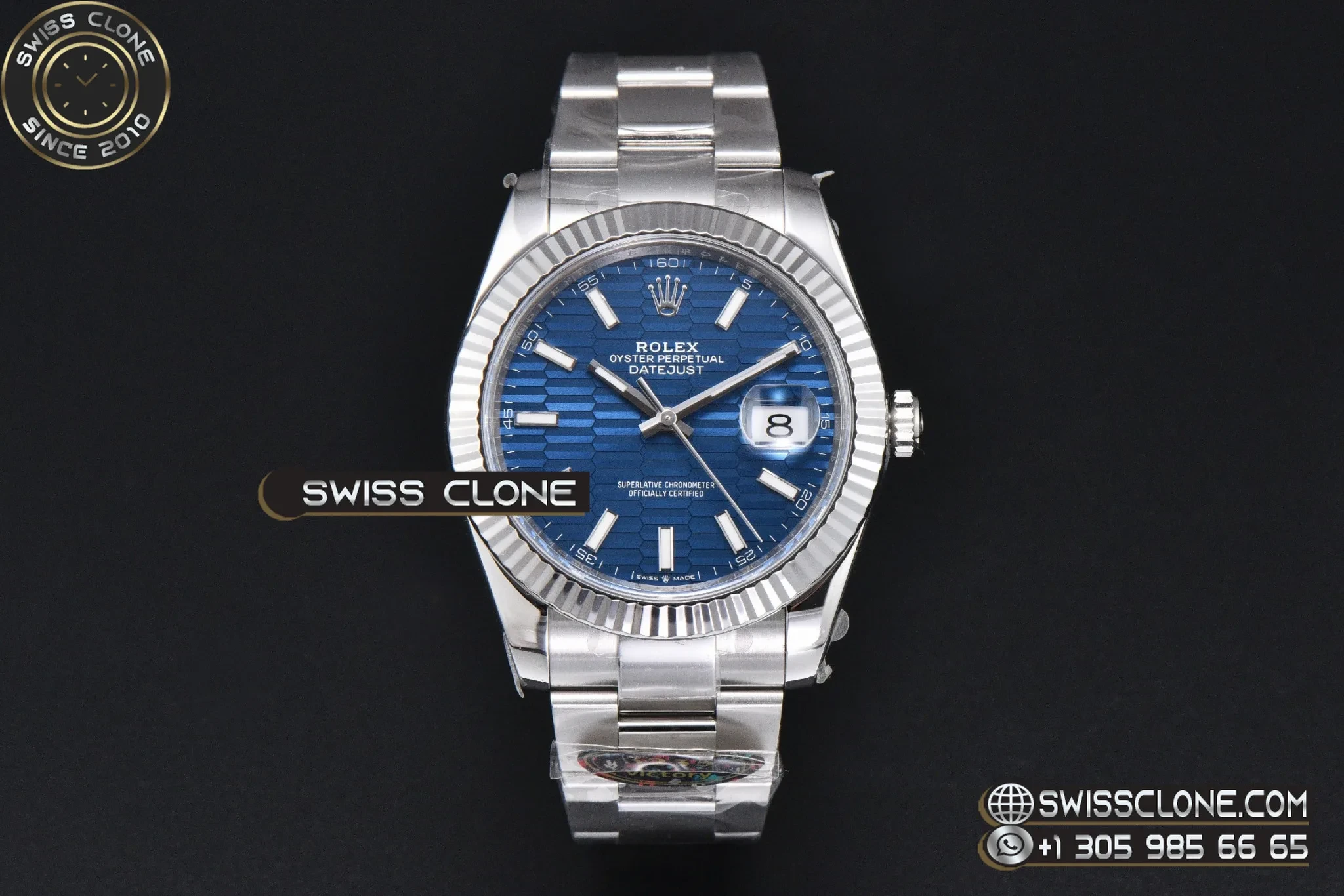 Rolex DateJust 41mm 126334 VF blue Motif Dial Oyster DD3235 1:1 Super Clone - Dial Macro Close-Up