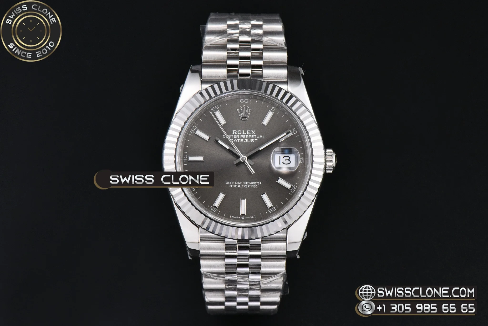 Rolex DateJust 41mm 126334 VF Gray Dial Jubilee DD3235 1:1 Super Clone - Dial Macro Close-Up