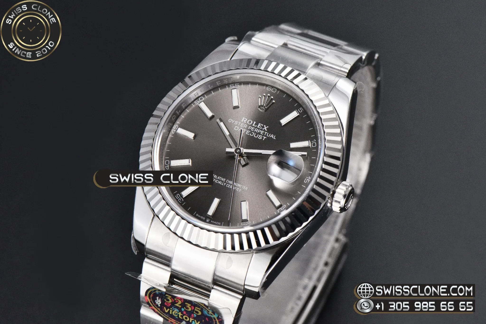 Rolex DateJust 41mm 126334 VF Gray Dial Oyster DD3235 1:1 Super Clone - Bezel & Case Profile