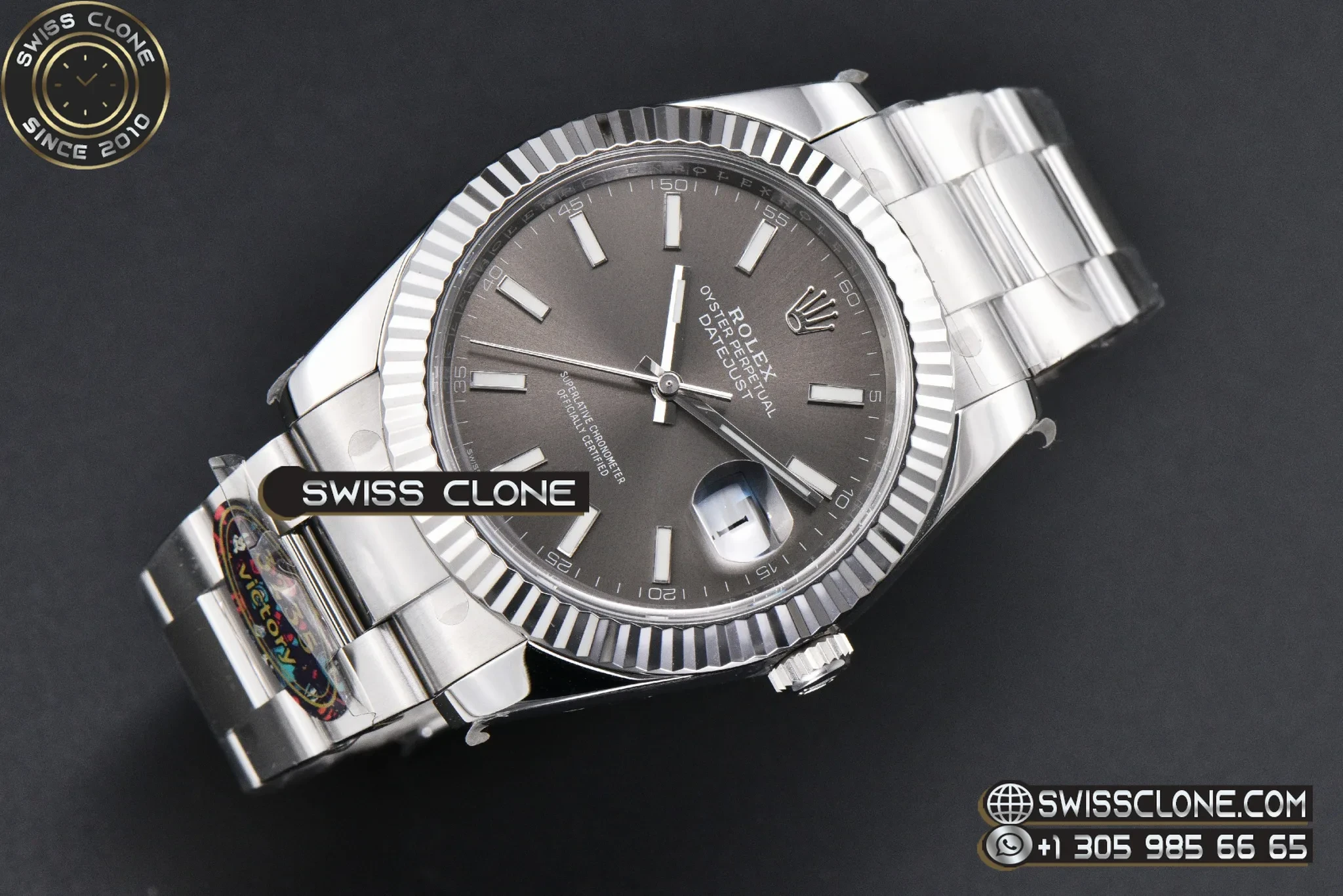 Rolex DateJust 41mm 126334 VF Gray Dial Oyster DD3235 1:1 Super Clone - Dial Macro Close-Up