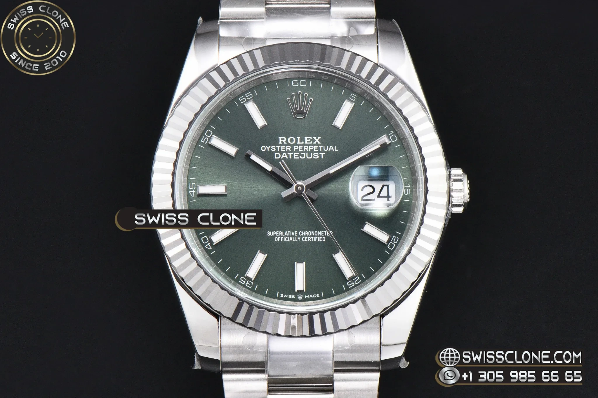 Rolex DateJust 41MM 126334 VF Mint Green Dial 1:1 Super Clone - Dial Macro Close-Up