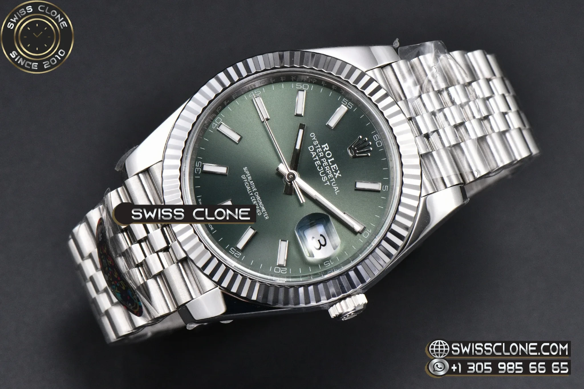 Rolex DateJust 41mm 126334 VF Mint Green Dial Jubilee DD3235 1:1 Super Clone - Bezel & Case Profile