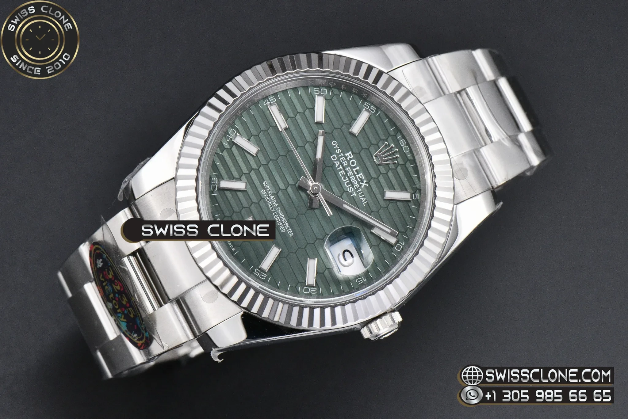 Rolex DateJust 41mm 126334 VF Mint Green Motif Dial Oyster DD3235 1:1 Super Clone - Bezel & Case Profile