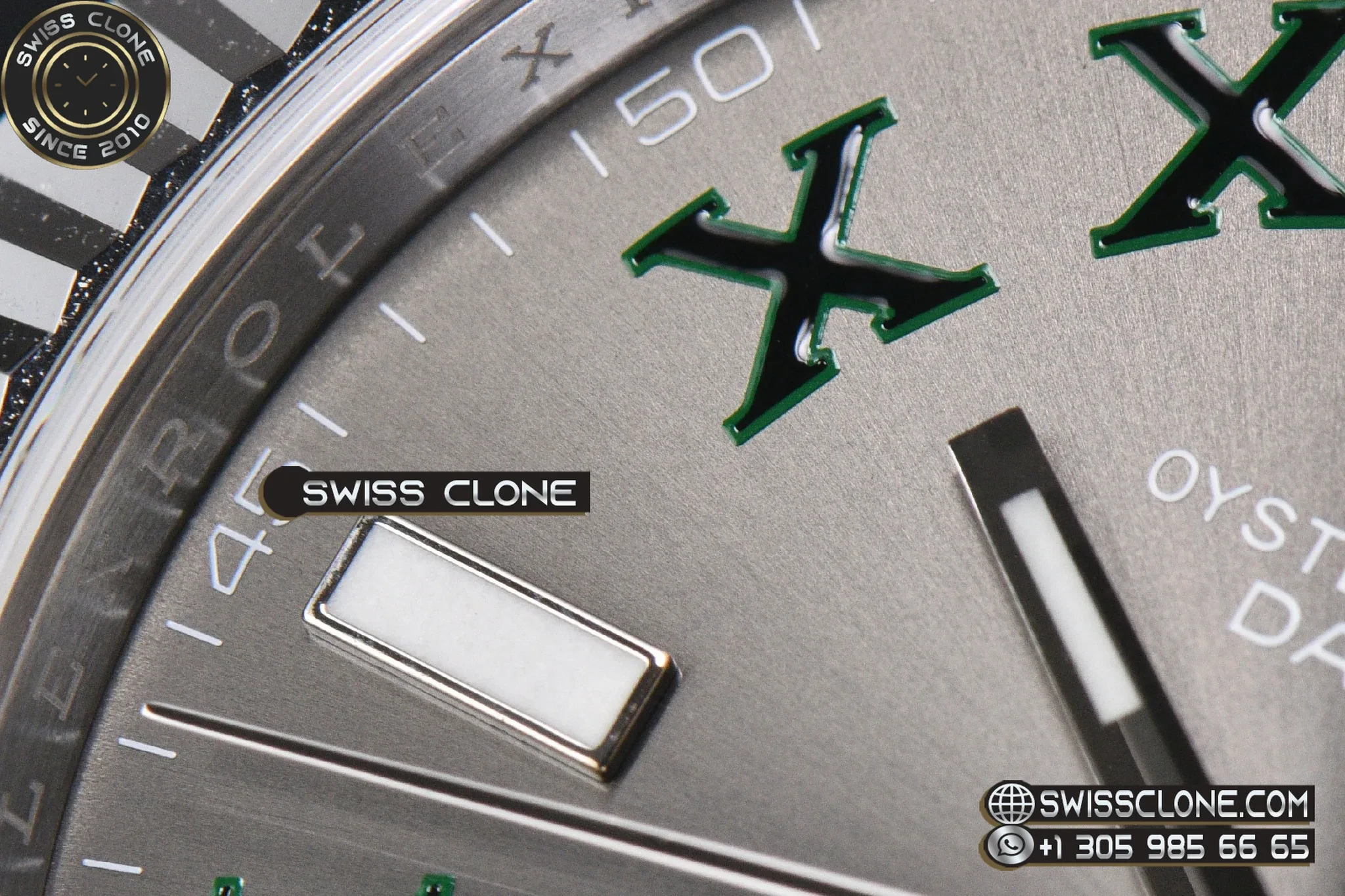 Rolex DateJust 41mm 126334 VF Wimbledon Gray Dial Green Roma Marker Oyster DD3235 1:1 Super Clone - Lateral Case Thickness Profile