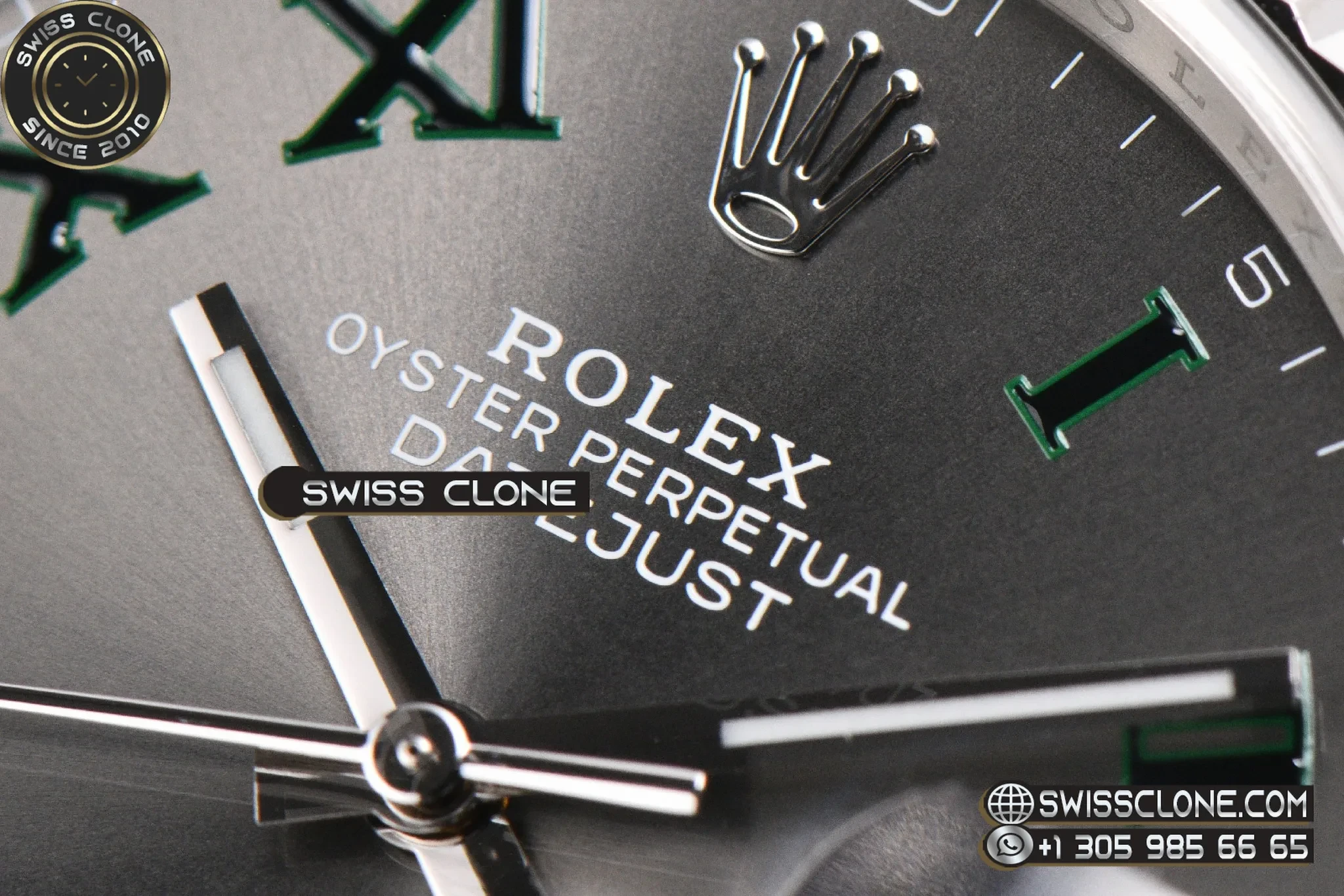Rolex DateJust 41mm 126334 VF Wimbledon Gray Dial Green Roma Marker Oyster DD3235 1:1 Super Clone - Caseback & Cloned Calibre Movement