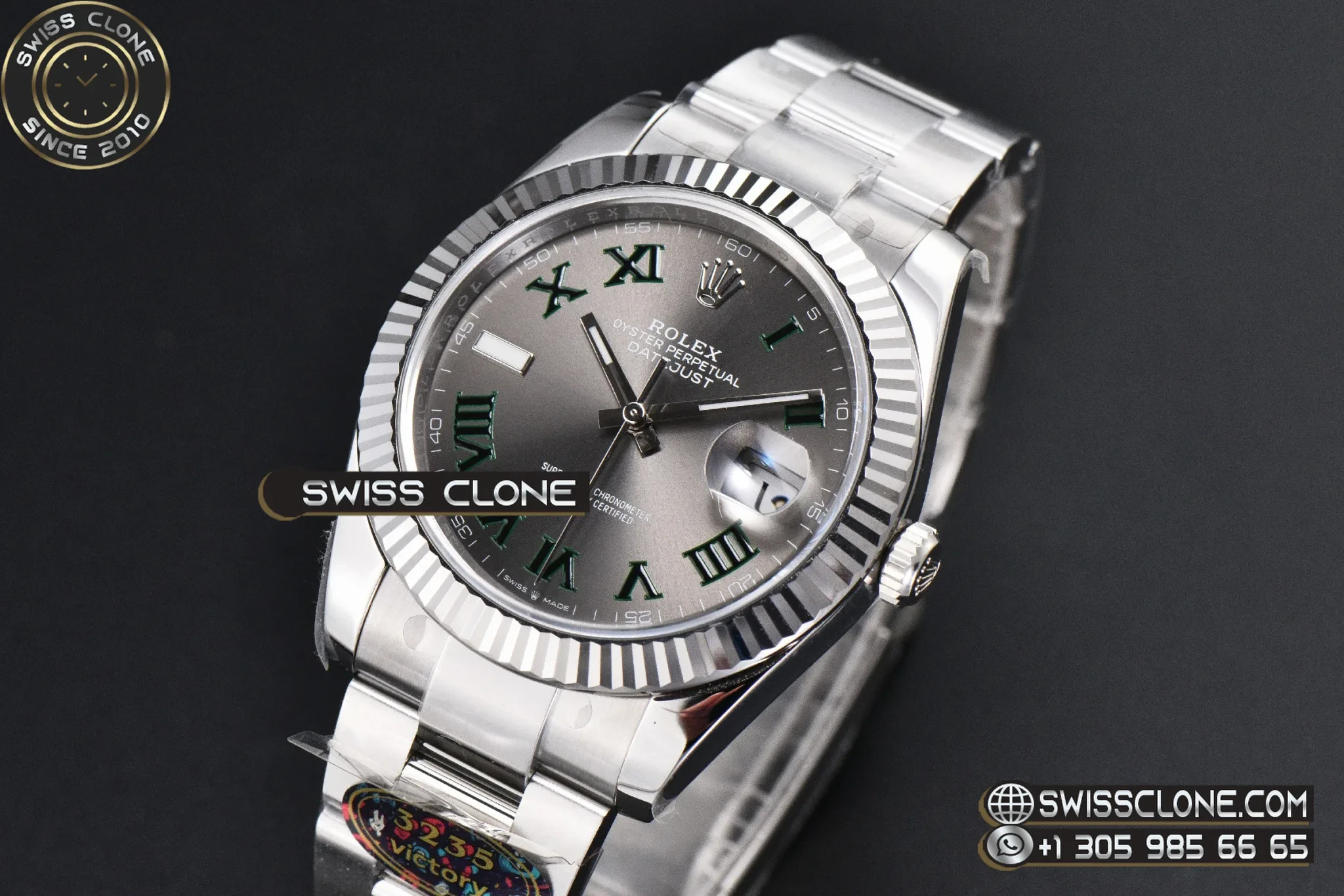 Rolex DateJust 41mm 126334 VF Wimbledon Gray Dial Green Roma Marker Oyster DD3235 1:1 Super Clone - Clasp & Bracelet Finishing