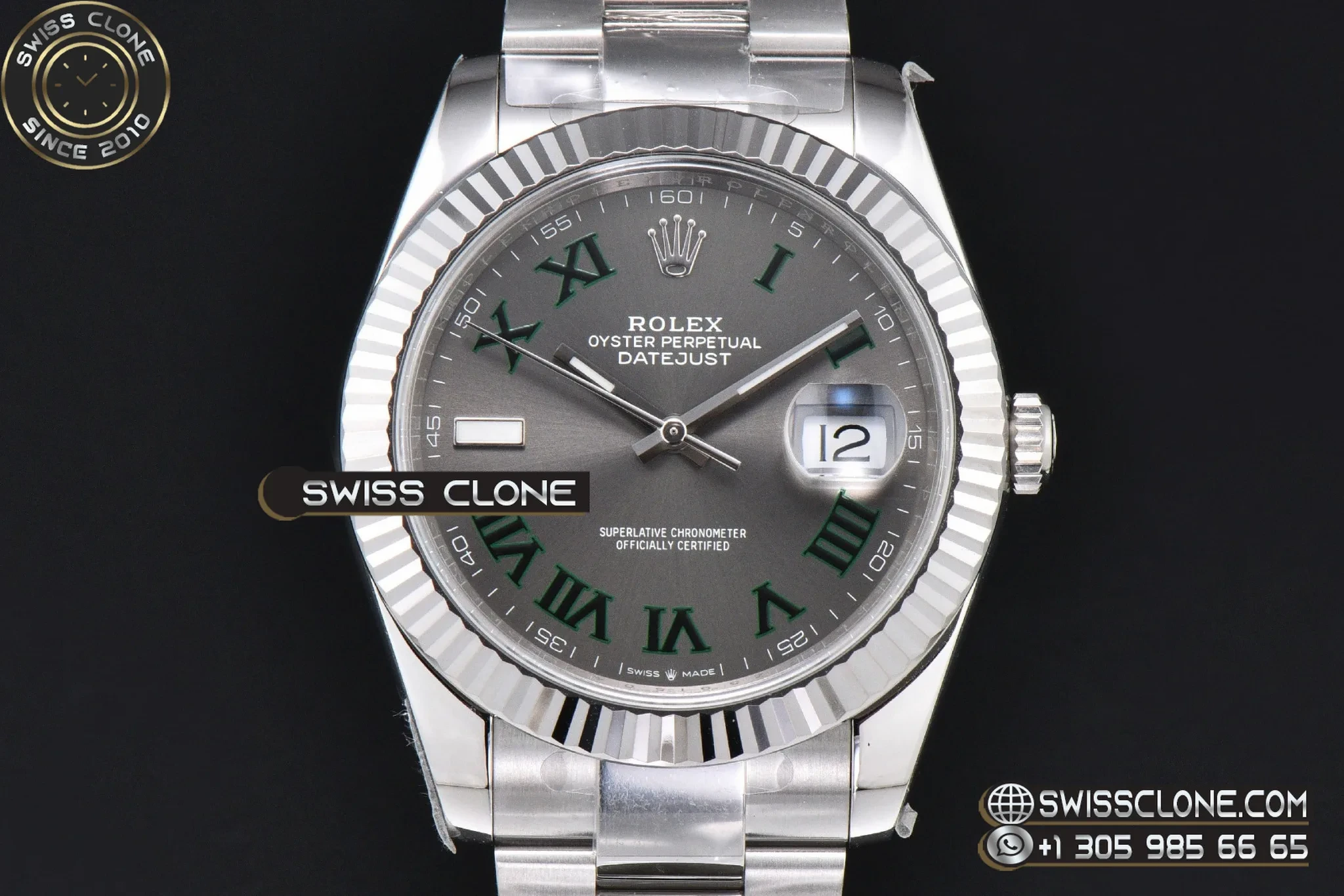 Rolex DateJust 41mm 126334 VF Wimbledon Gray Dial Green Roma Marker Oyster DD3235
