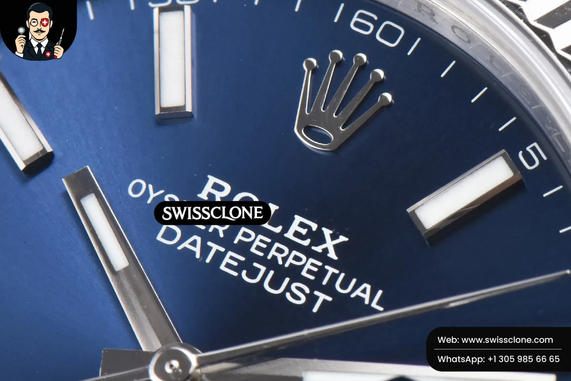 Rolex DateJust 41mm 904L Blue Dial Jubilee VS3235 1:1 Super Clone - Caseback & Cloned Calibre Movement
