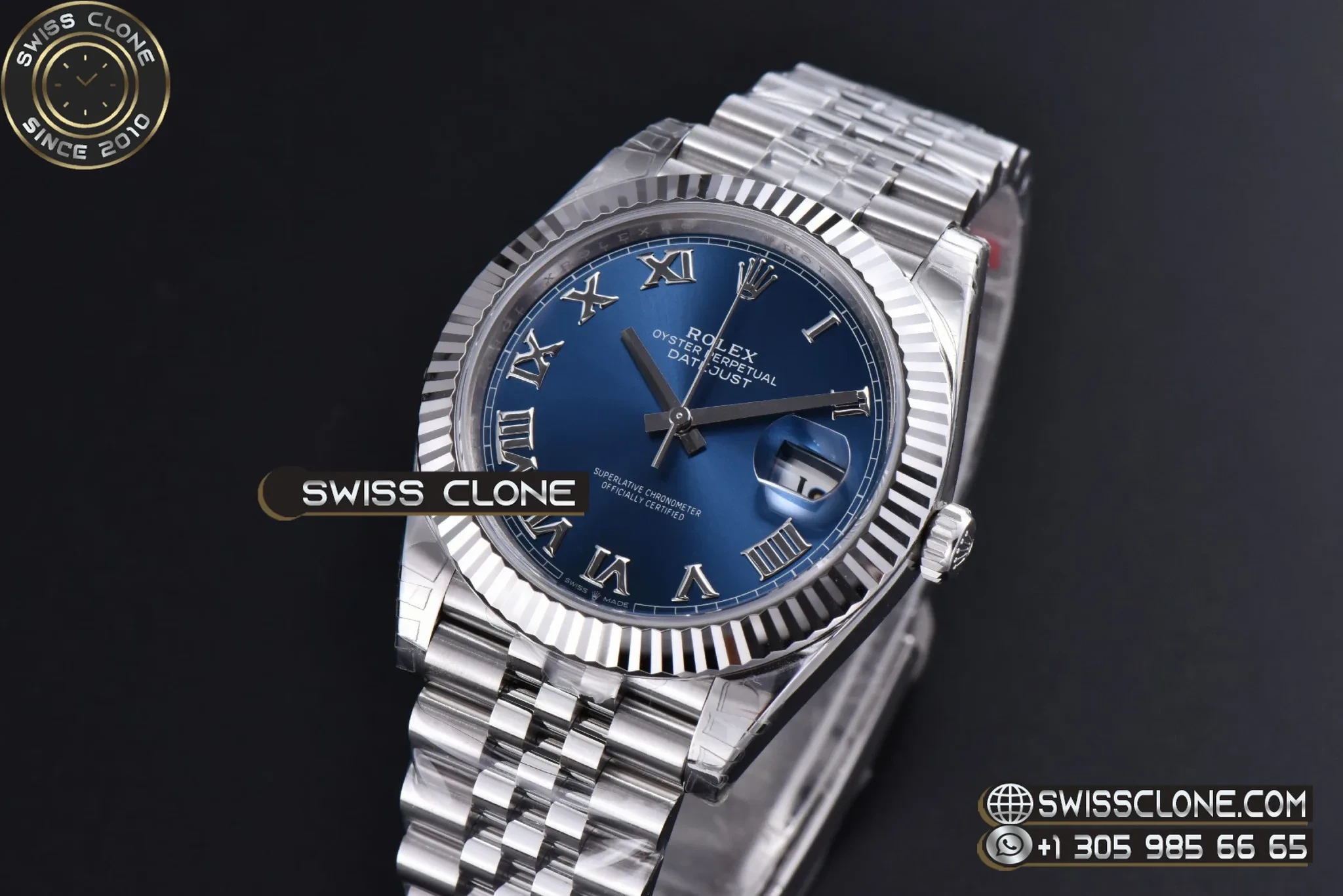 Rolex DateJust 41mm 904L Blue Dial Roman Marker Jubilee VS3235 1:1 Super Clone - Bezel & Case Profile