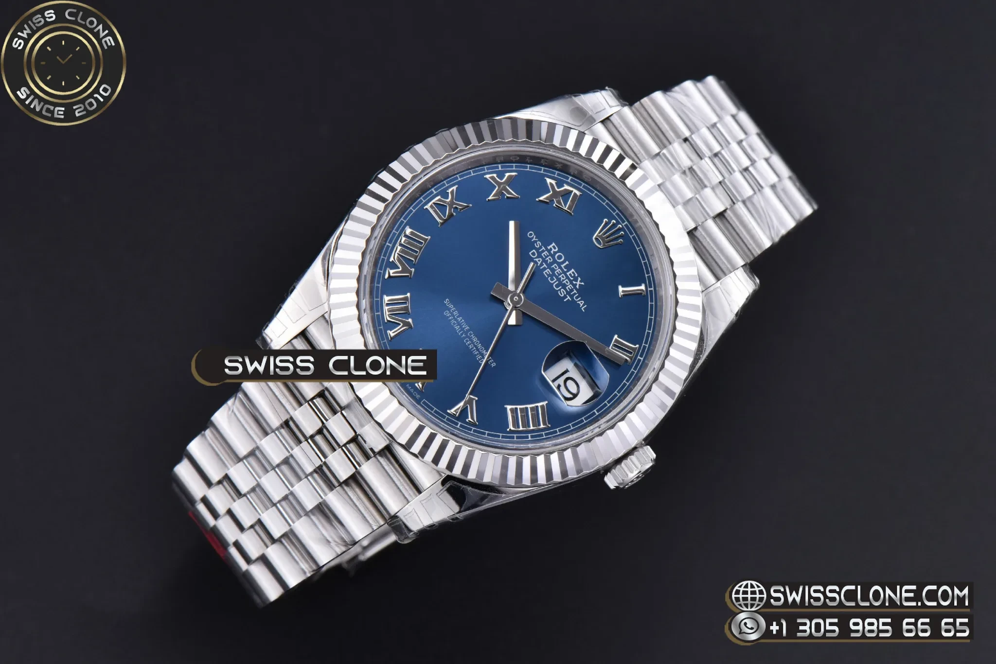Rolex DateJust 41mm 904L Blue Dial Roman Marker Jubilee VS3235 1:1 Super Clone - Dial Macro Close-Up