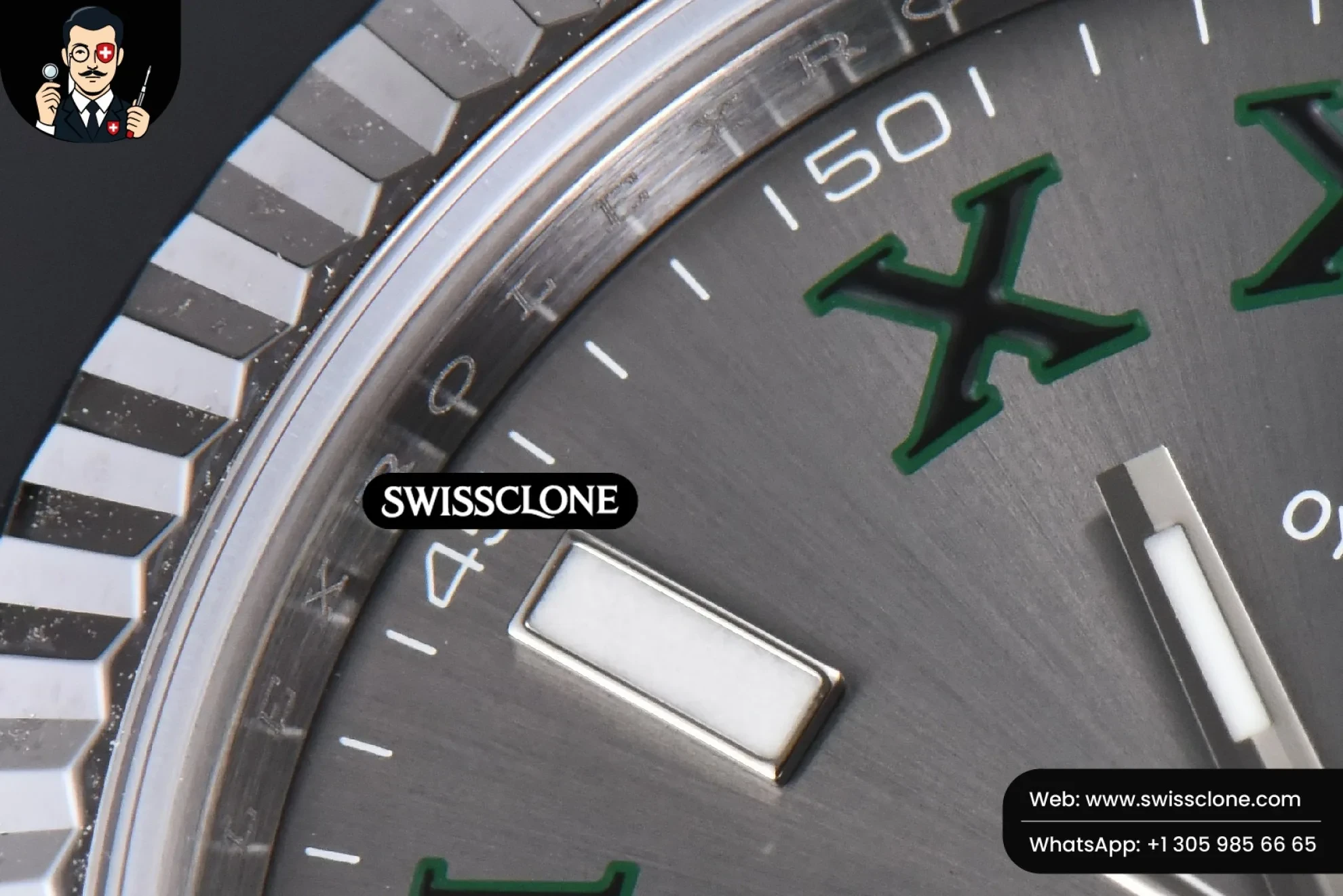 Rolex DateJust 41mm 904L Wimbledon Gray Dial Green Marker Jubilee VS3235 1:1 Super Clone - Lateral Case Thickness Profile